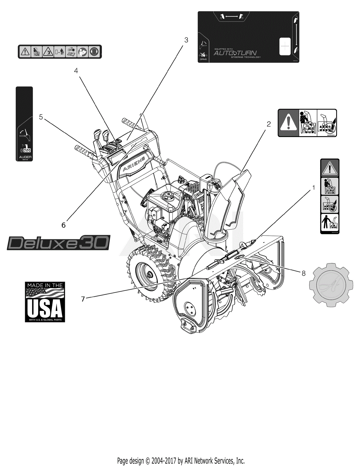 Ariens 921047 (035000 - 046807) Deluxe 30 Parts Diagram For Decals - 30