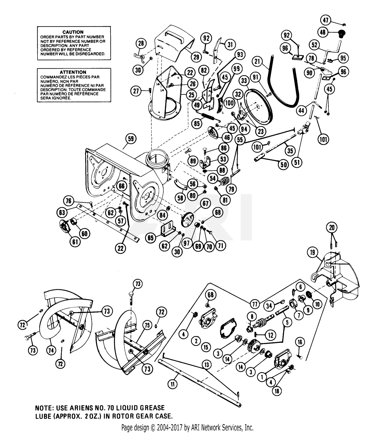 Ariens 924038 (000101 - ) ST724, 7hp Tec., 24" Blower Parts Diagram for
