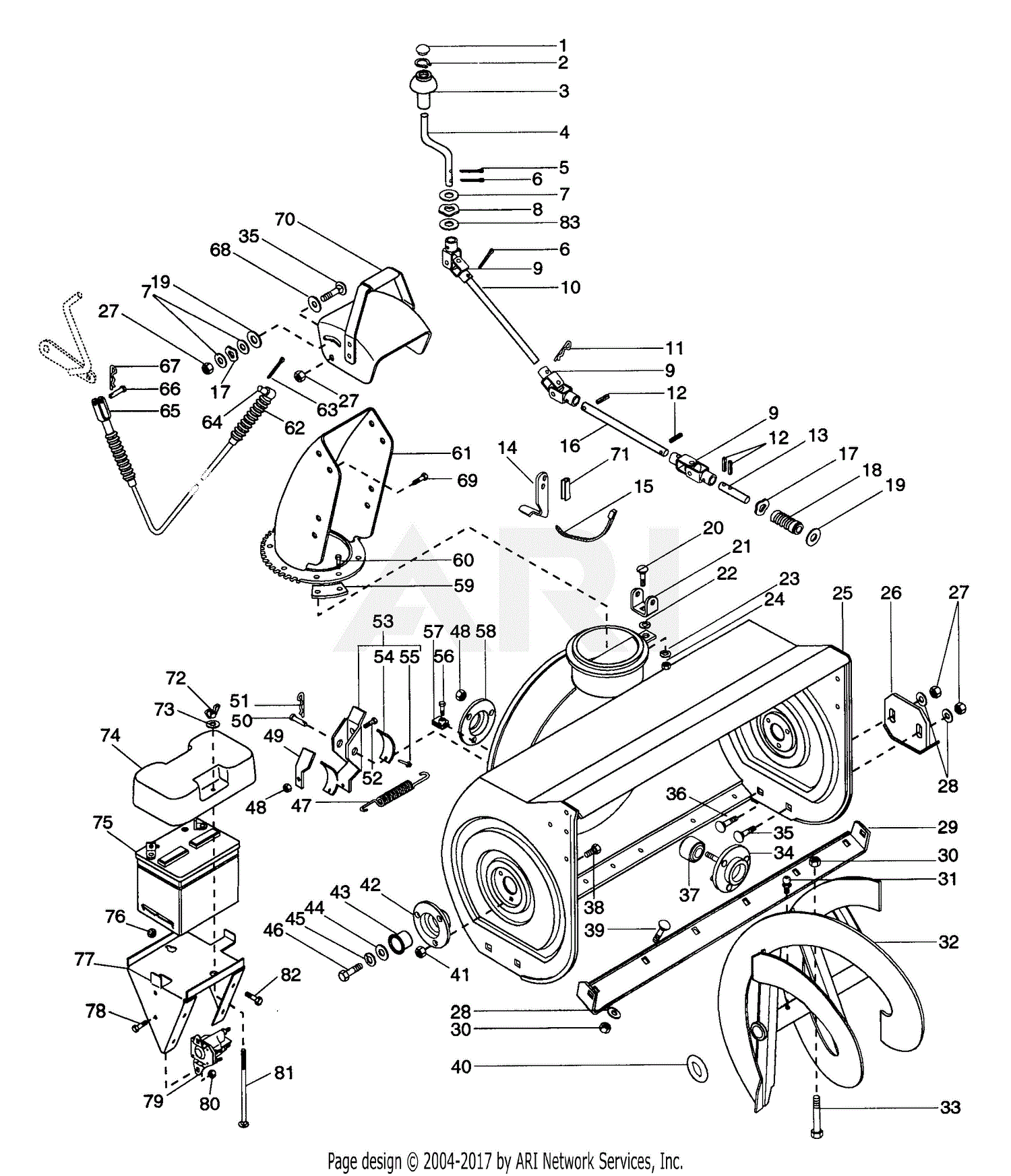 Ariens 924082 (039200 - ) ST824, 8hp Tec., 24" Blower Parts Diagram for