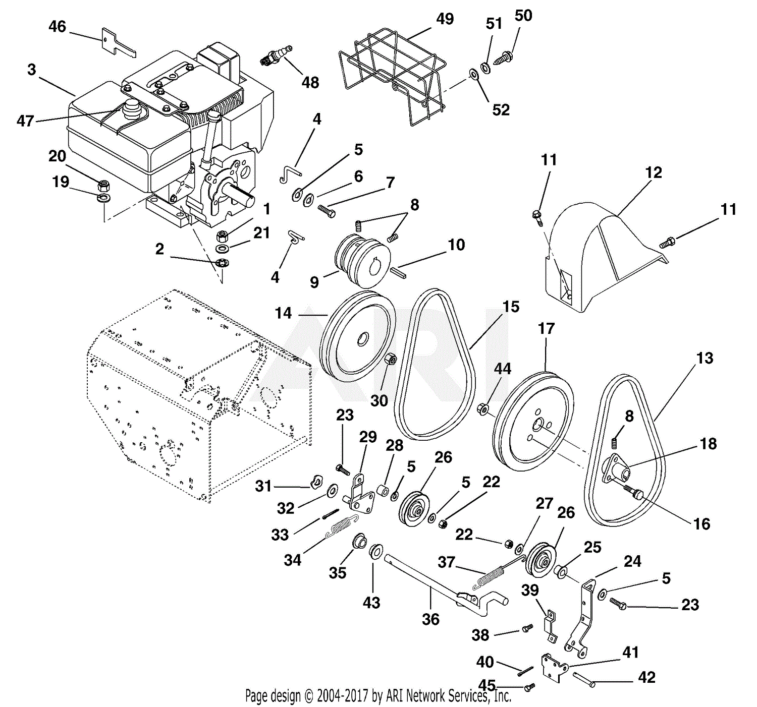 Ariens 924550 (000101 - ) ST824, 8hp Tec., 24" Blower Parts Diagram for