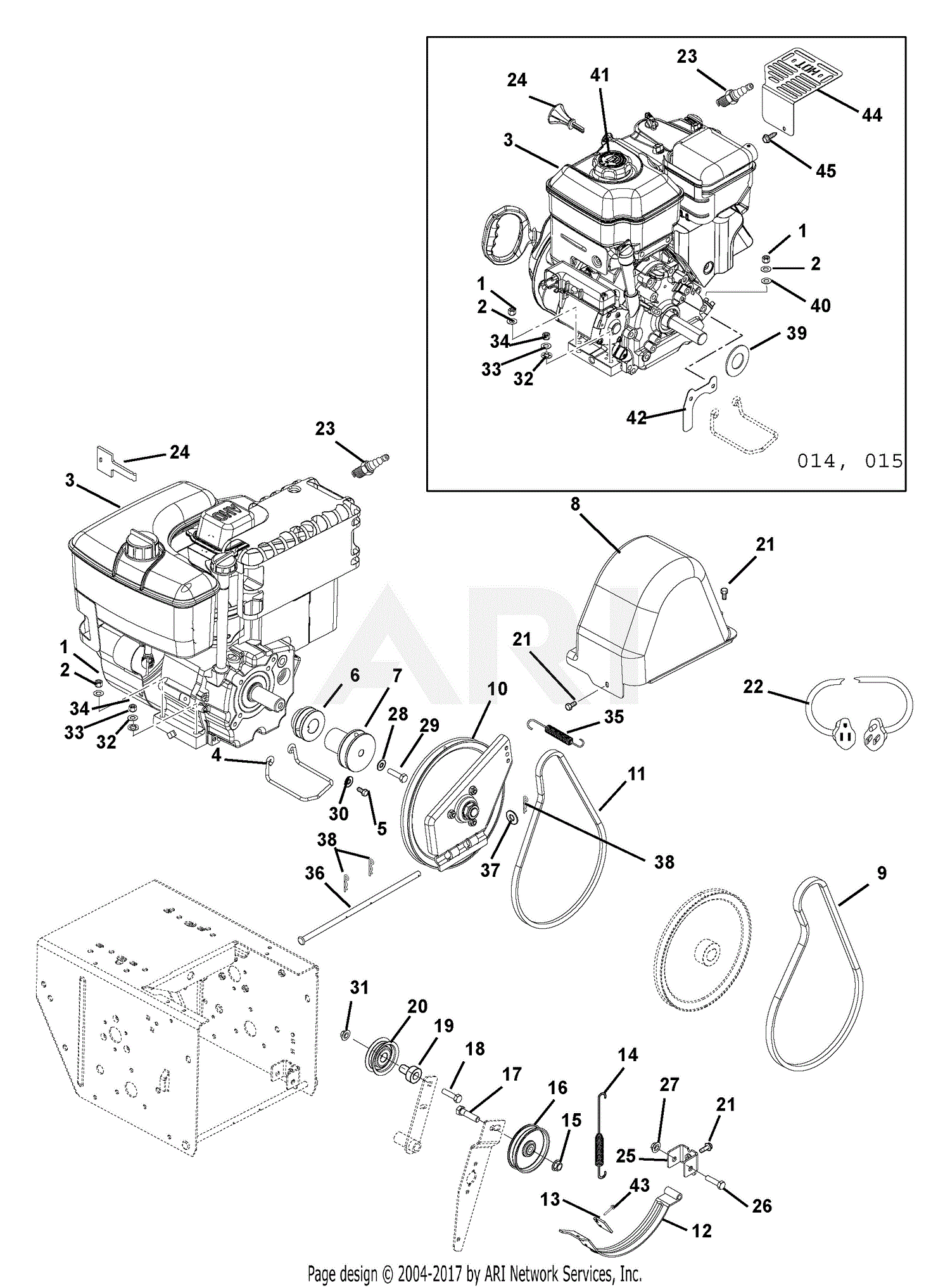 Ariens 926014 (000101 - ) 9526DLE, 9.5hp B&S, 26" Width Parts Diagram