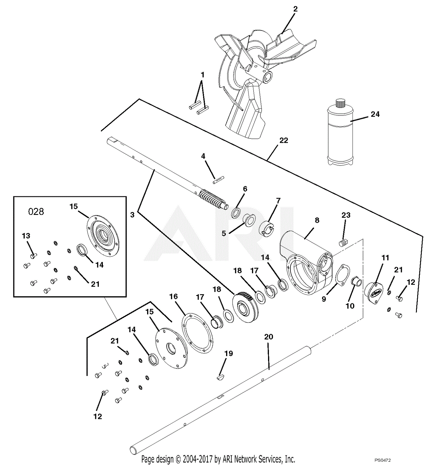 Ariens 926028 (000101 - ) ST1332LE Parts Diagram for Gear Case Cast Iron