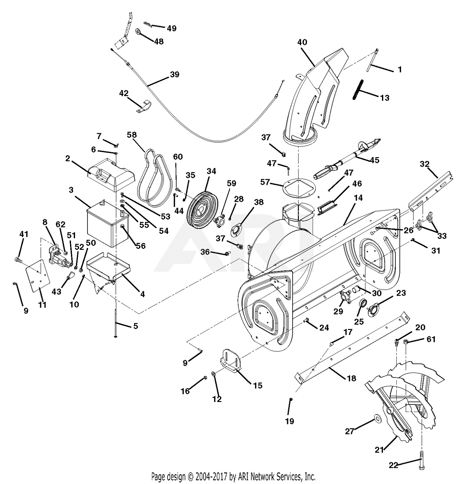 Ariens 926017 (002001 - ) ST9526DLE Parts Diagram for Auger And Chute