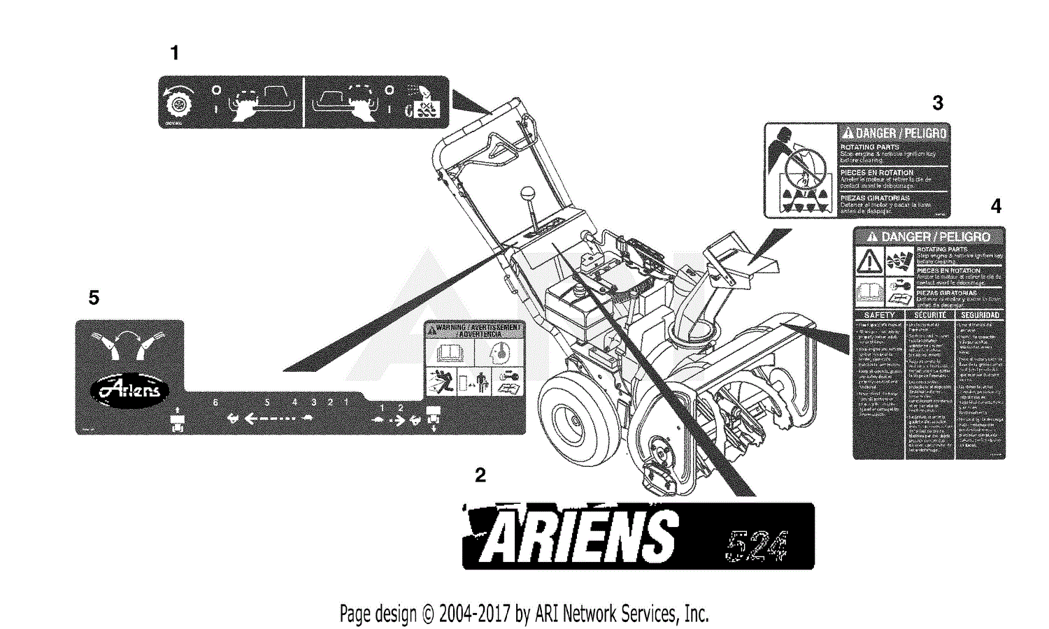 Ariens 932504 000101 000999 St524 5hp Tec 24 Blower Parts