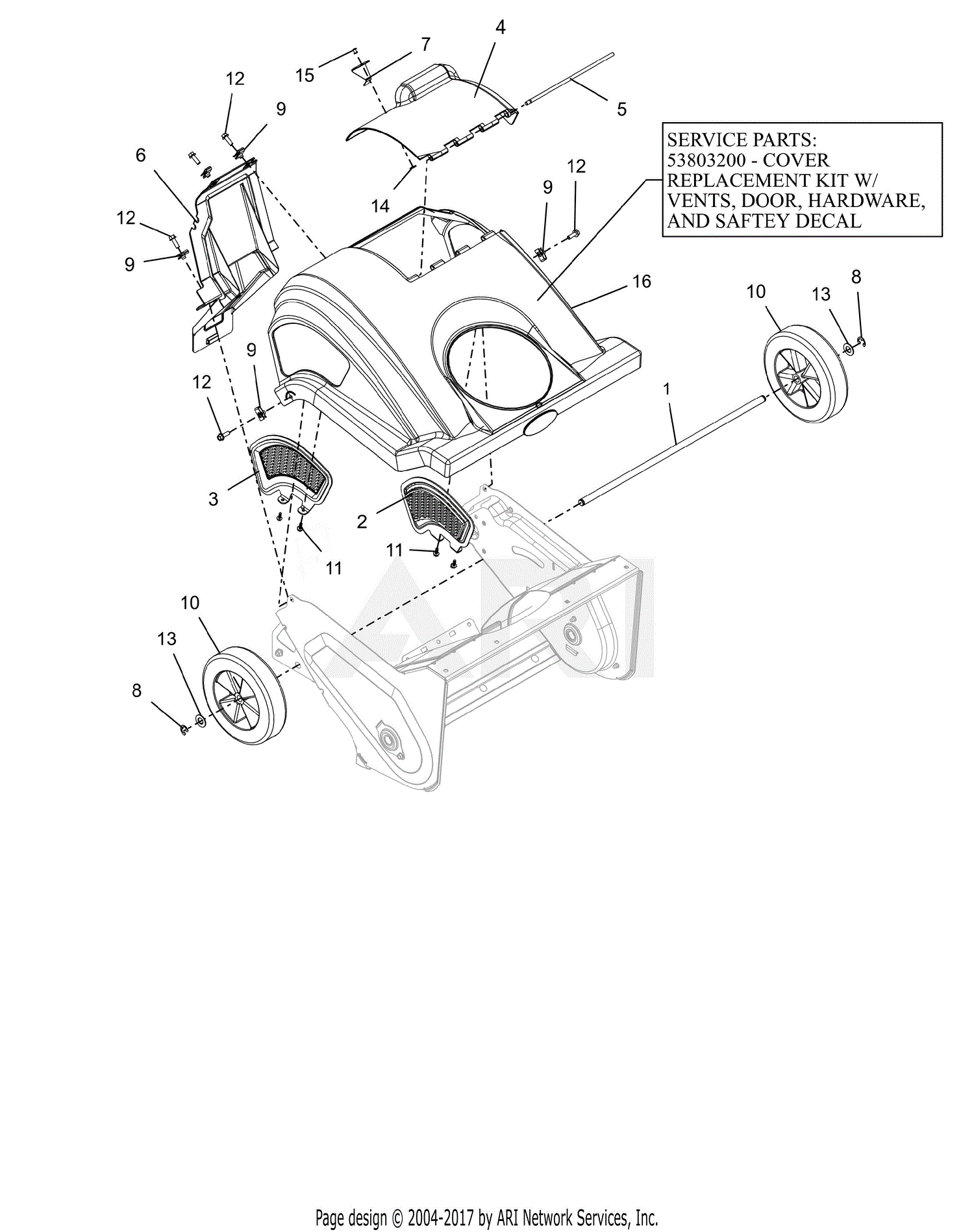 Ariens 938032 025000 Single Stage 21e Parts Diagram For Covers And