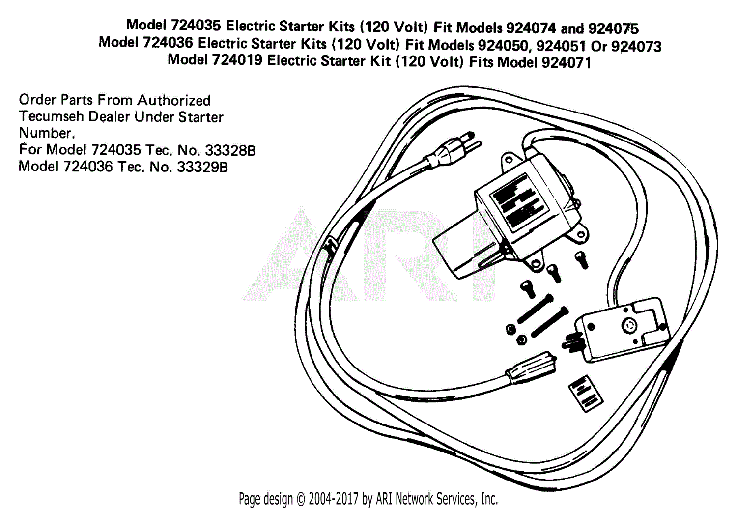 Ariens 724035 120 Volt Starter Kit Parts Diagram For 120 Volt Electric