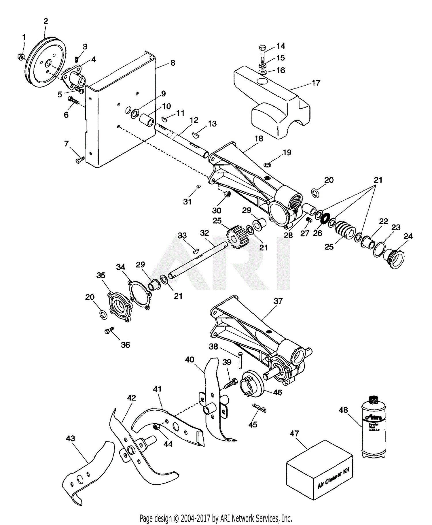 Ariens 832008 (000101 - ) Tiller Attachment Parts Diagram for Rotary Tiller