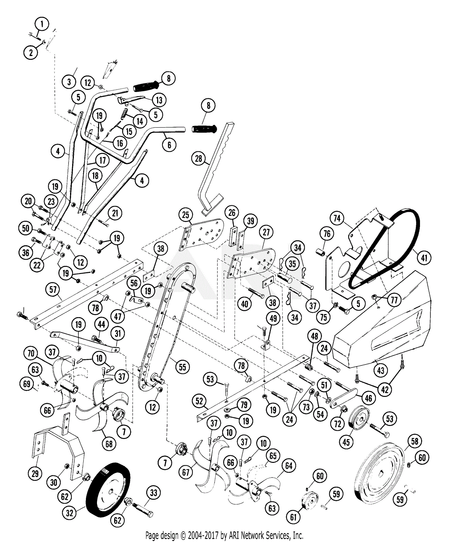 Front Tine Tiller Parts Diagram