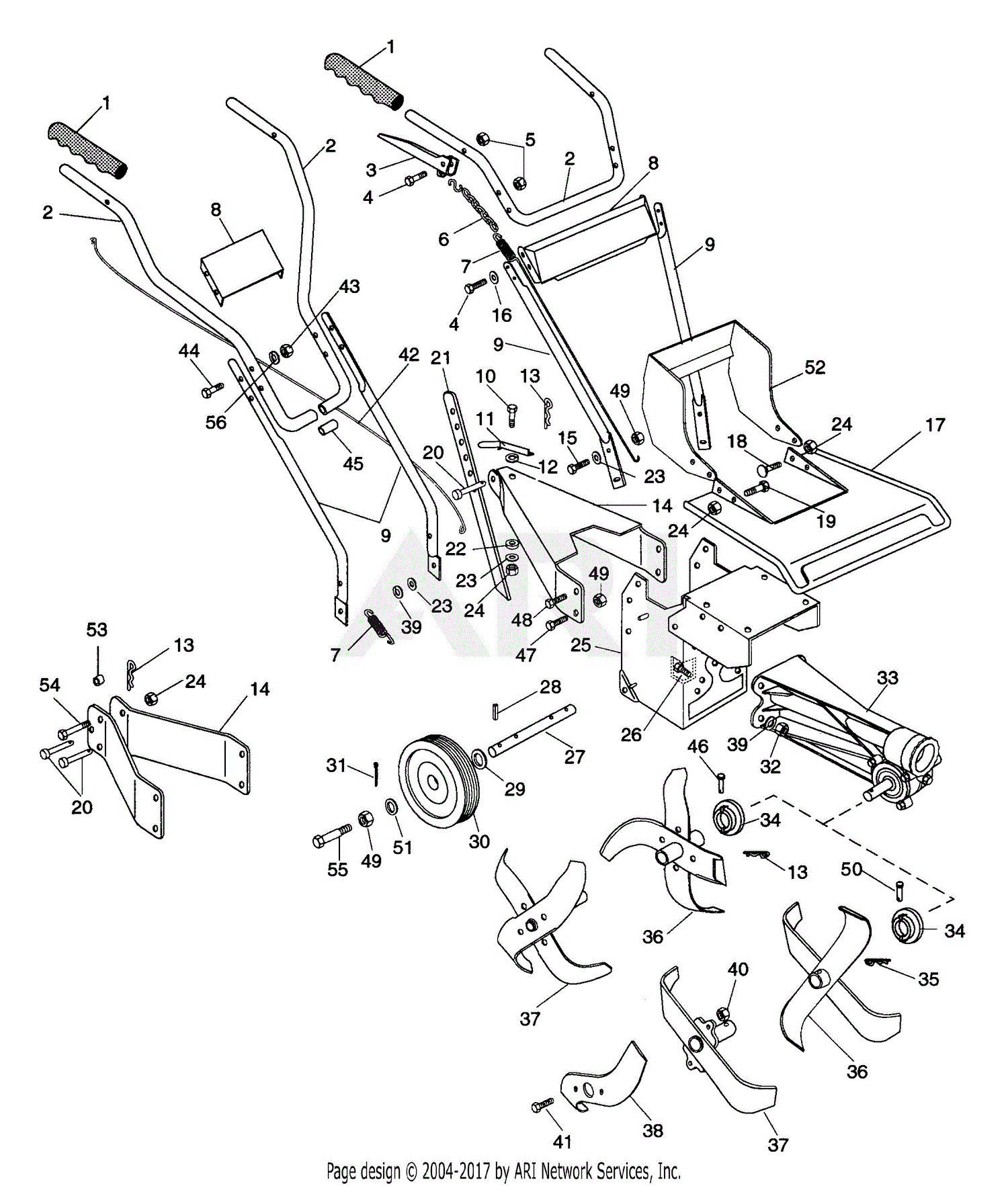 Ariens 902400 (000101 - ) Ft524 Parts Diagram For Frames And Linkage