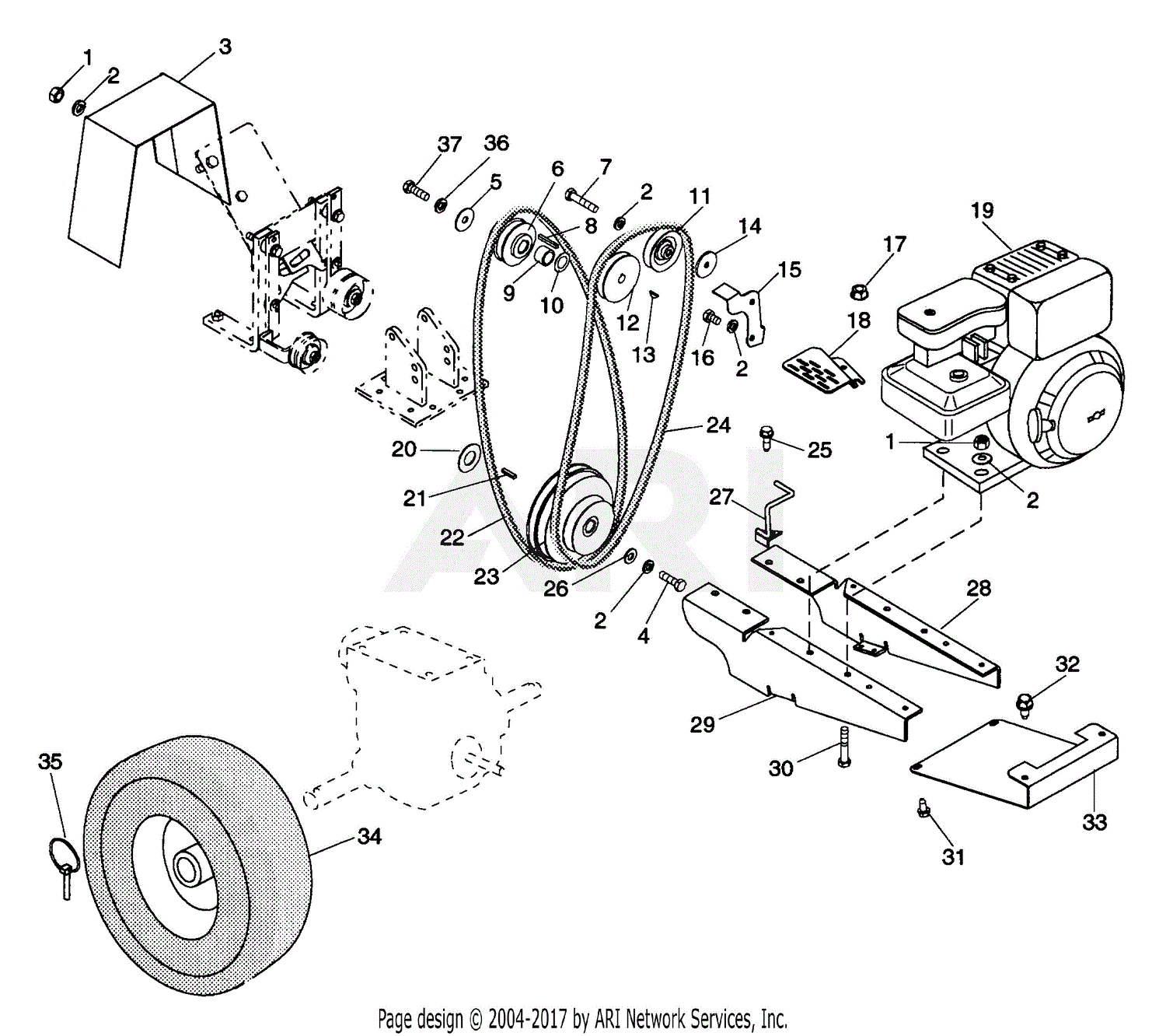 Ariens 901023 (000101 - ) RT6018T, 6hp Tec., 18" Tiller Parts Diagram