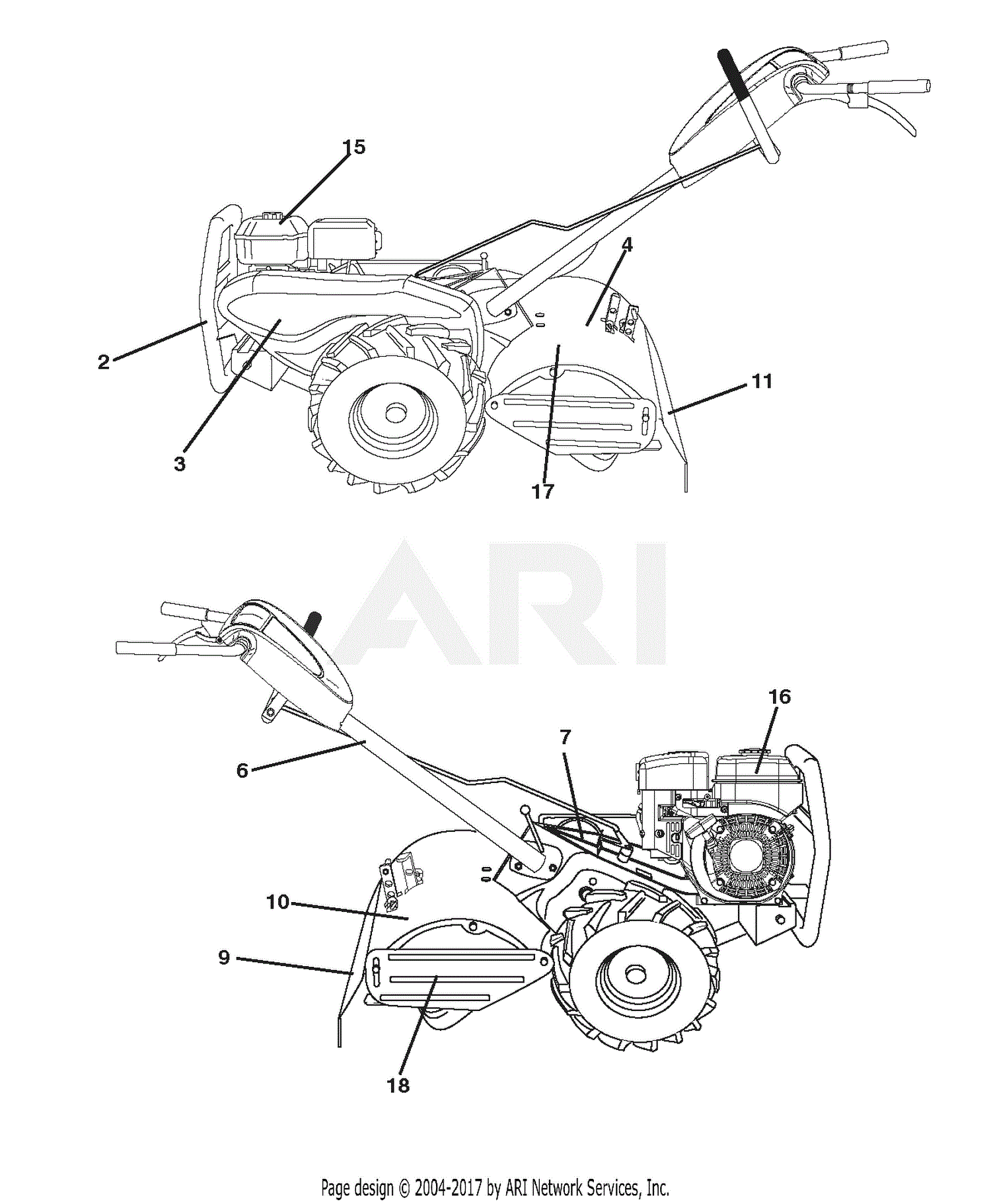 Rear Tine Tiller Parts Diagram For Decals