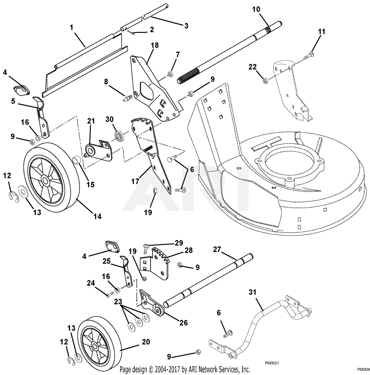 Ariens 911396 (000101 - 000300) LM 21 SW Parts Diagram for Wheels And ...