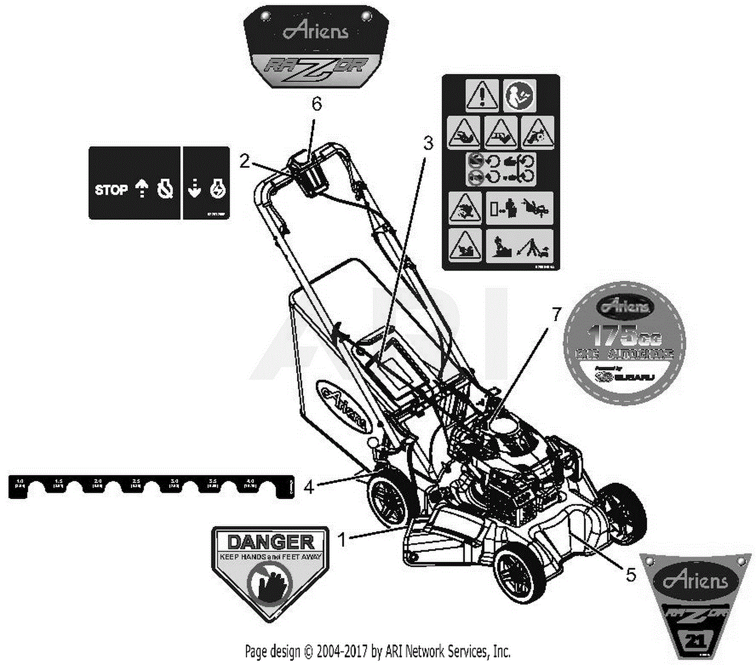 Ariens 911190 (035000 - 036999) LMSPE Parts Diagram for Decals