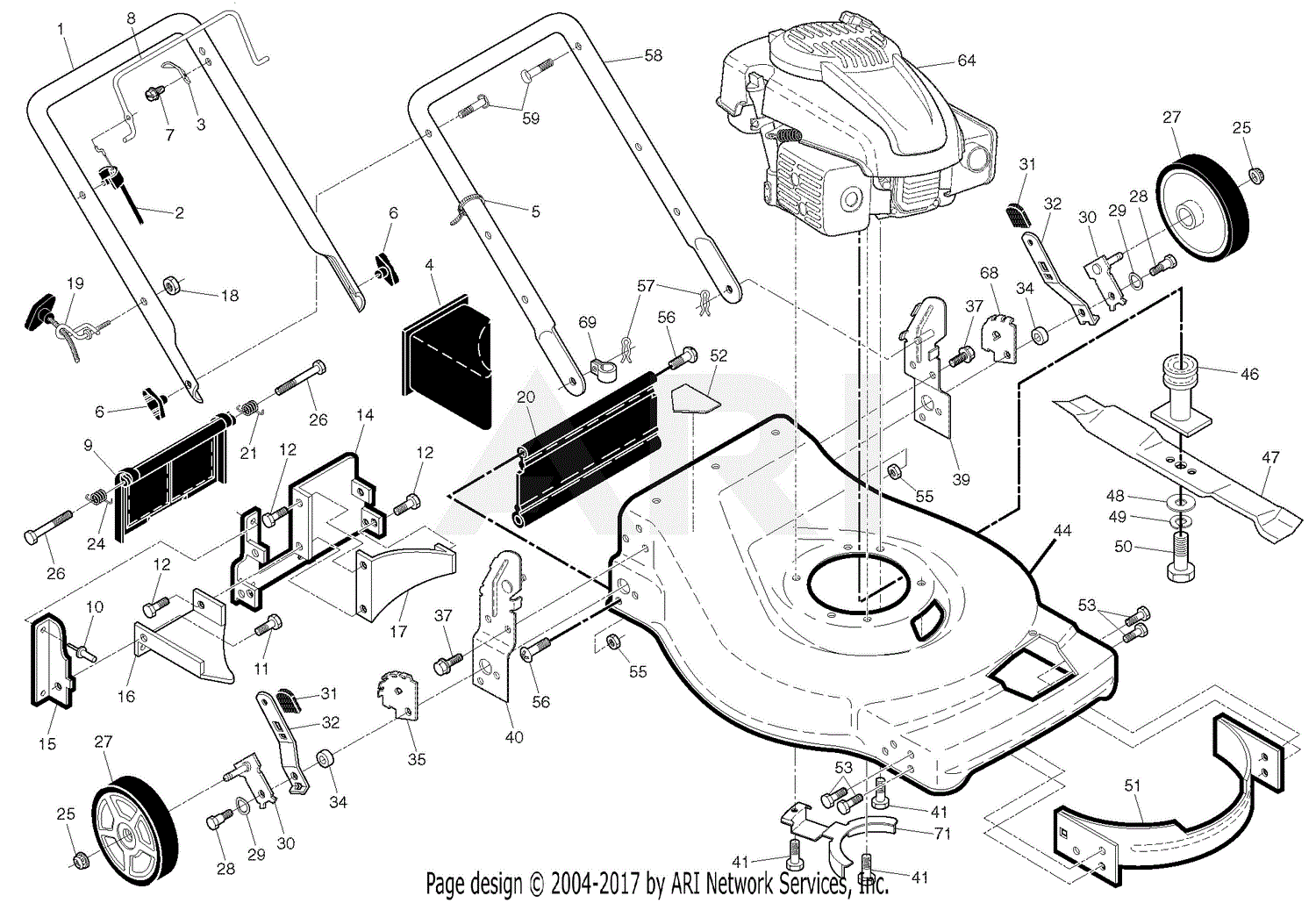 Ariens 961465 (000000 - 000000) Walk Behind Mower Parts Diagram for