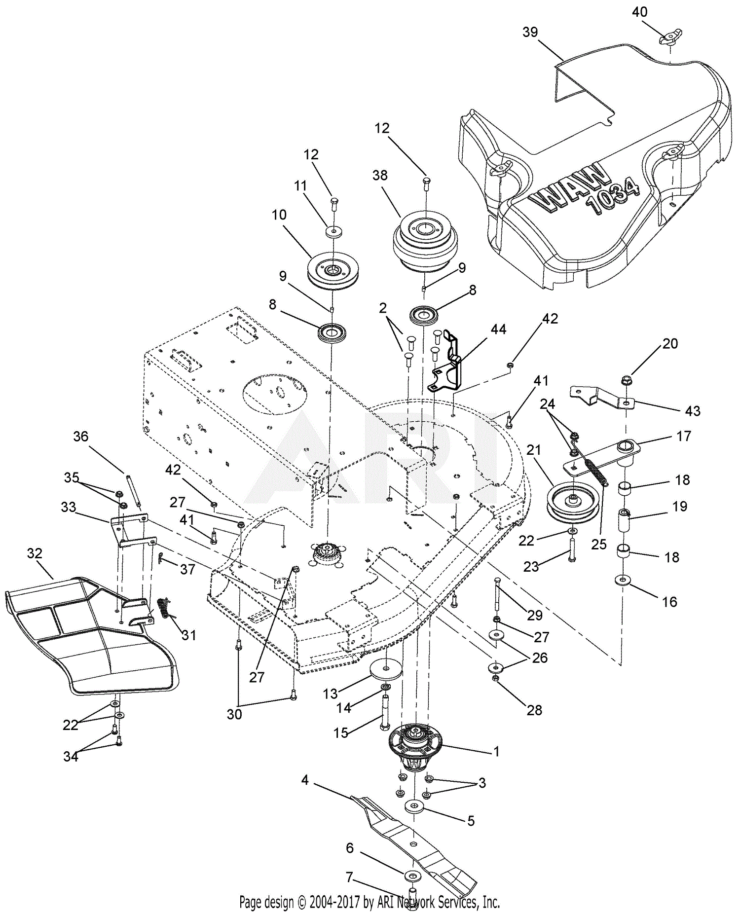 Ariens 911403 (000101 - ) WAW 1034 Parts Diagram for Deck