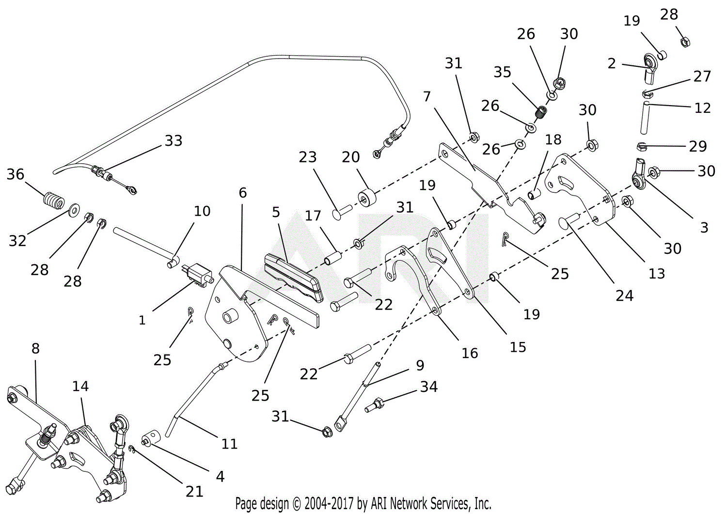 Ariens 991157 (000101 - 000302) Apex 60 Parts Diagram for Parking Brake