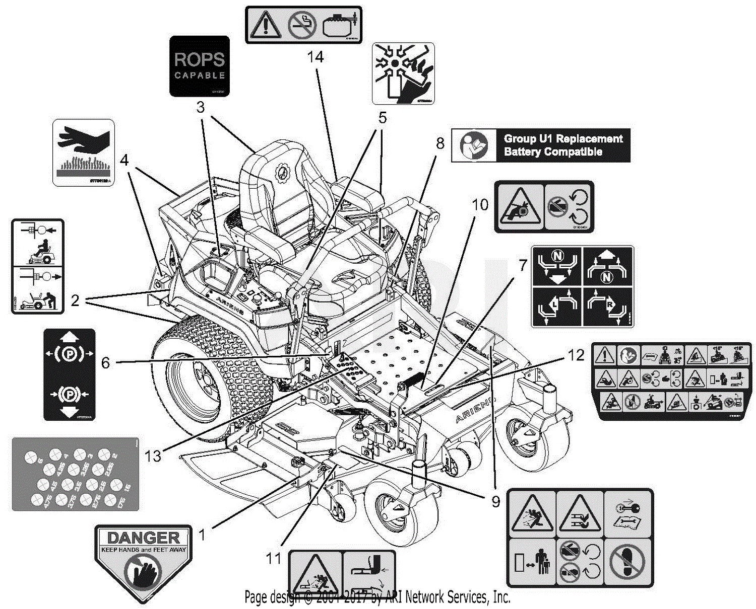 Ariens 991157 (015000 - 024999) Apex 60 Parts Diagram for Decals - Safety