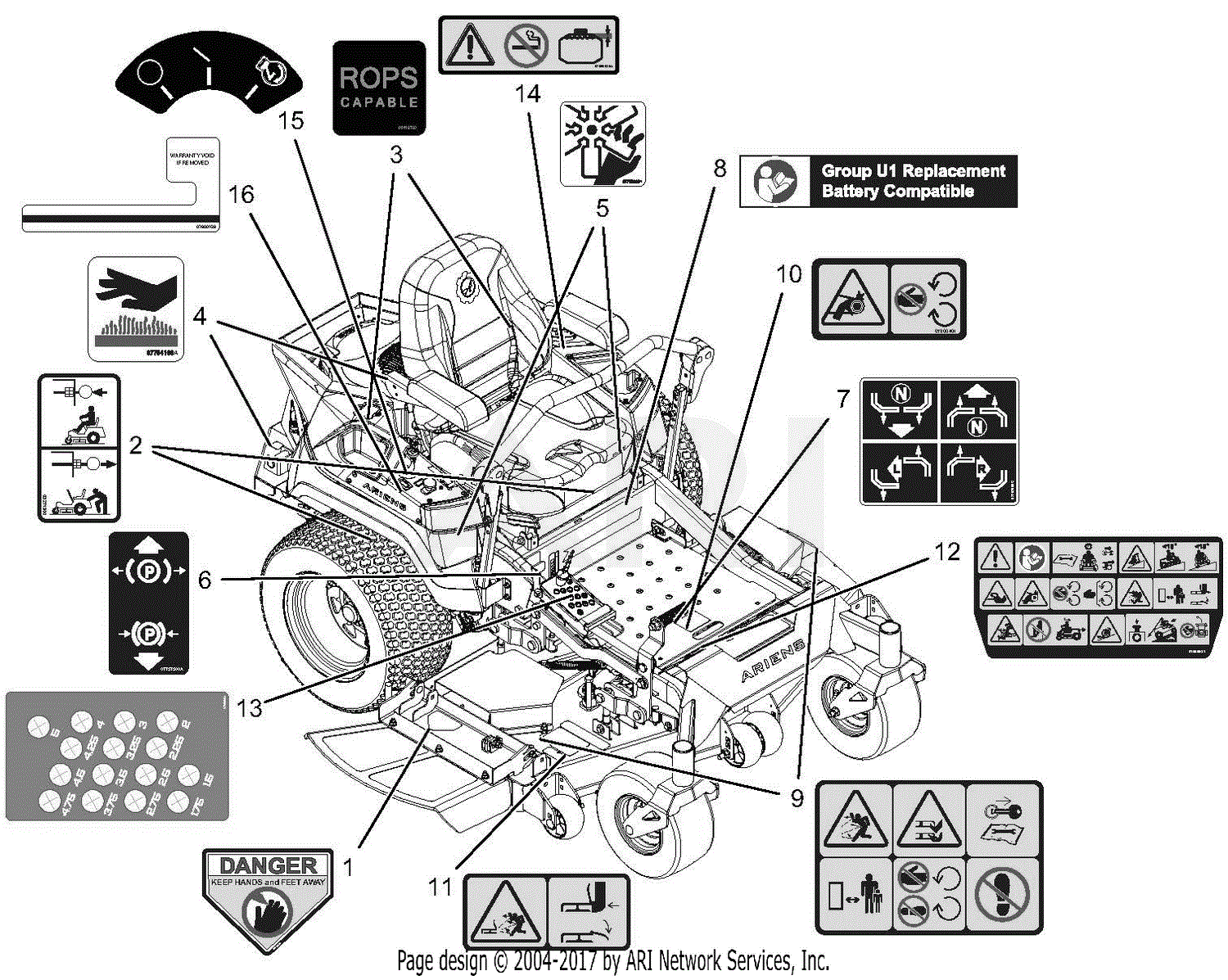 Ariens 991155 (035000 - ) Apex 52 Parts Diagram for Decals - Safety