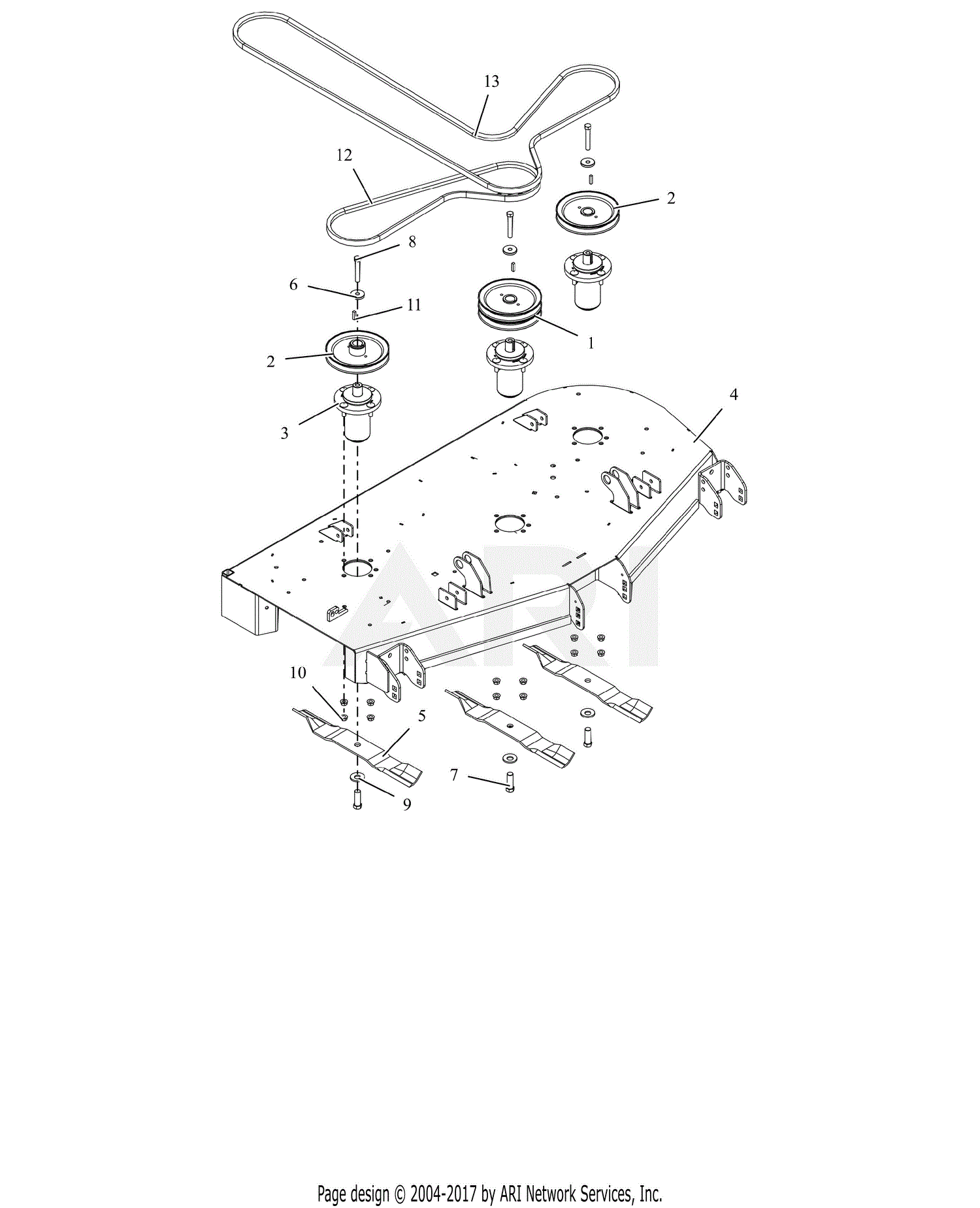 Ariens 991155 (025000 034999) Apex 52 Parts Diagram for Deck, Belts