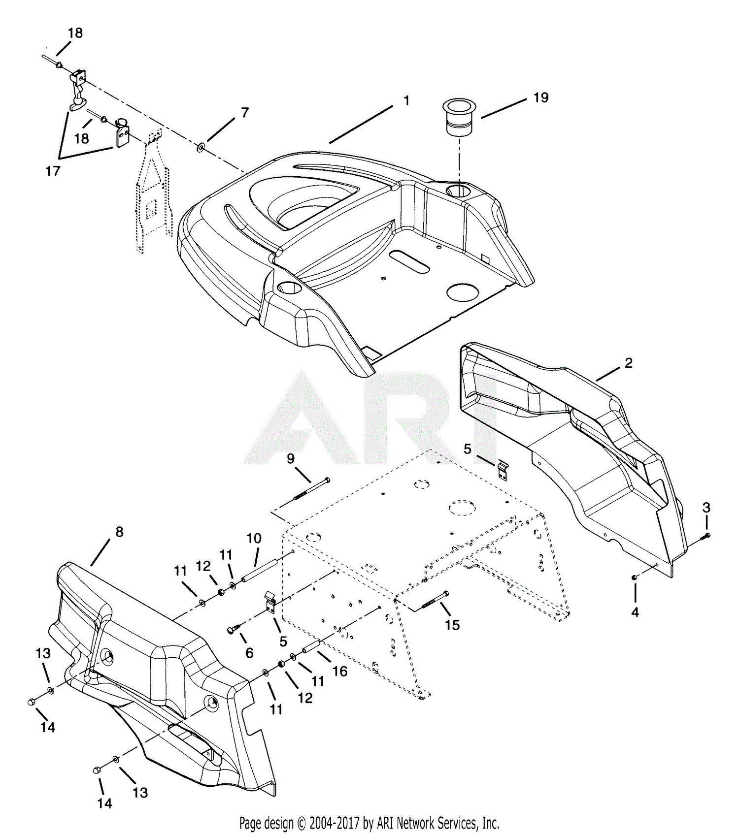 Ariens 915002 (000201 ) EZR 1648, 16hp B&S, 48" Deck Parts Diagram