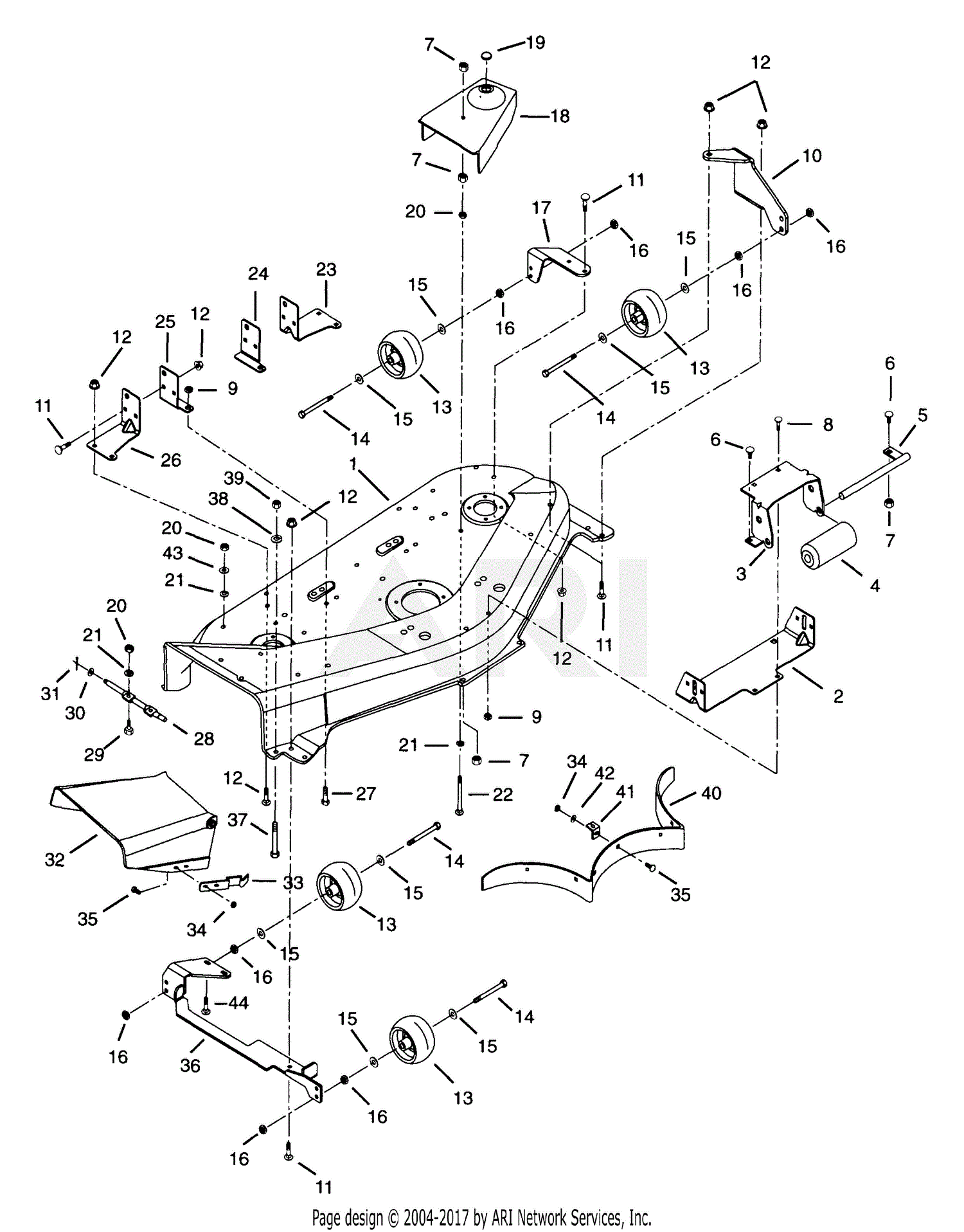 Ariens 915002 (000201 ) EZR 1648, 16hp B&S, 48" Deck Parts Diagram