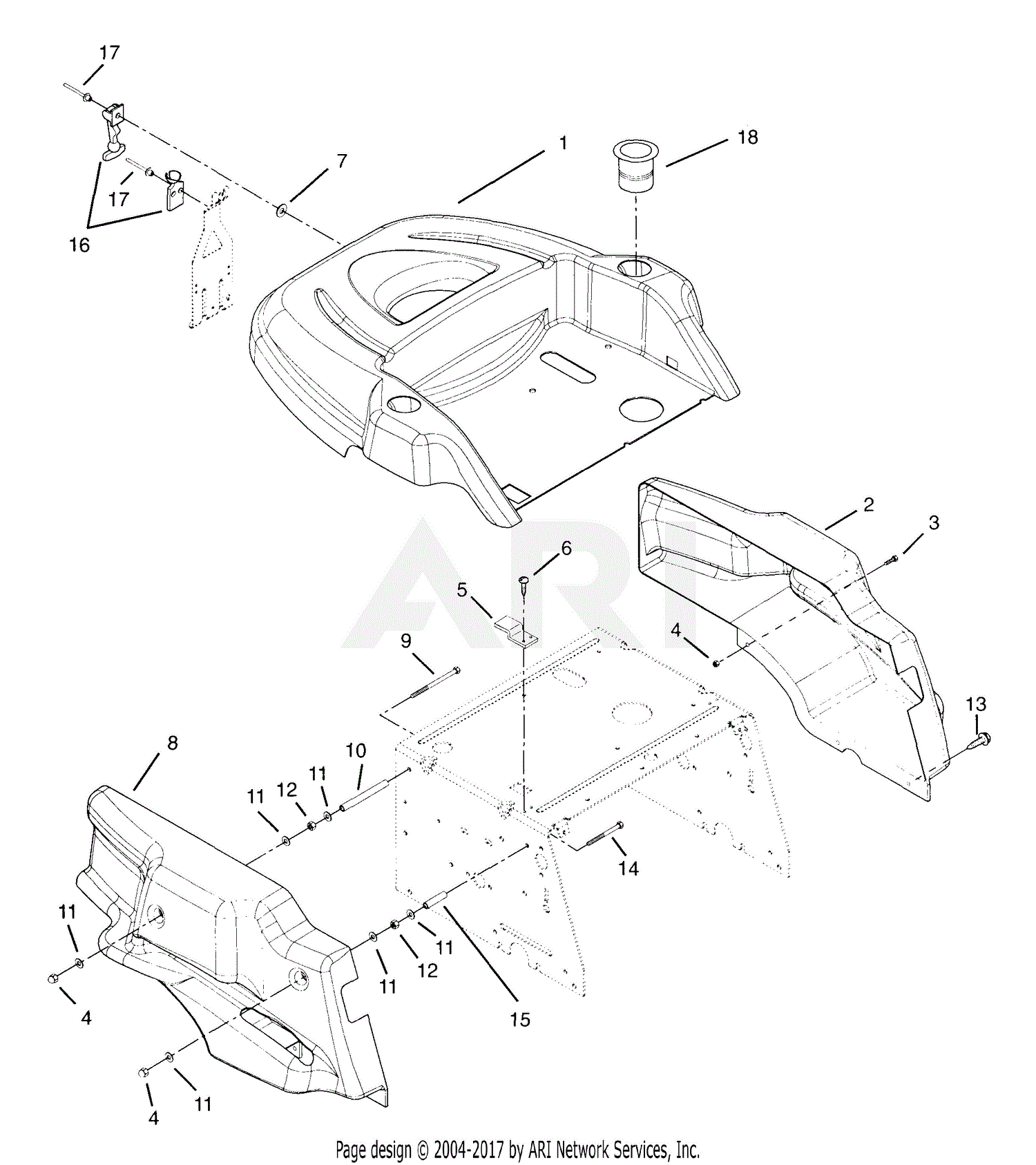 Ariens 915009 (000101 ) EZR 1648, 16hp B&S, 48" Deck Parts Diagram