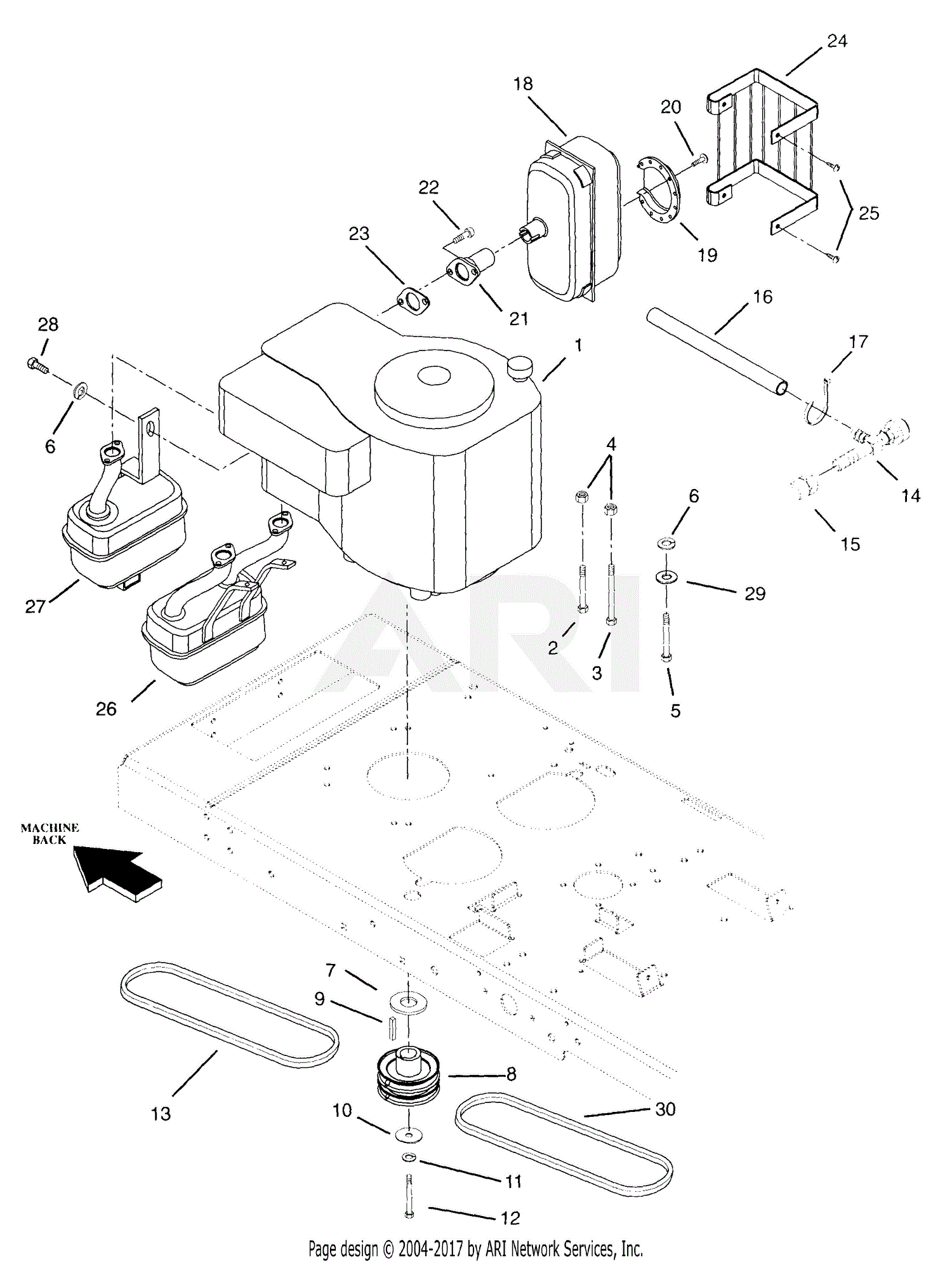 Ariens 915009 (000101 ) EZR 1648, 16hp B&S, 48" Deck Parts Diagram