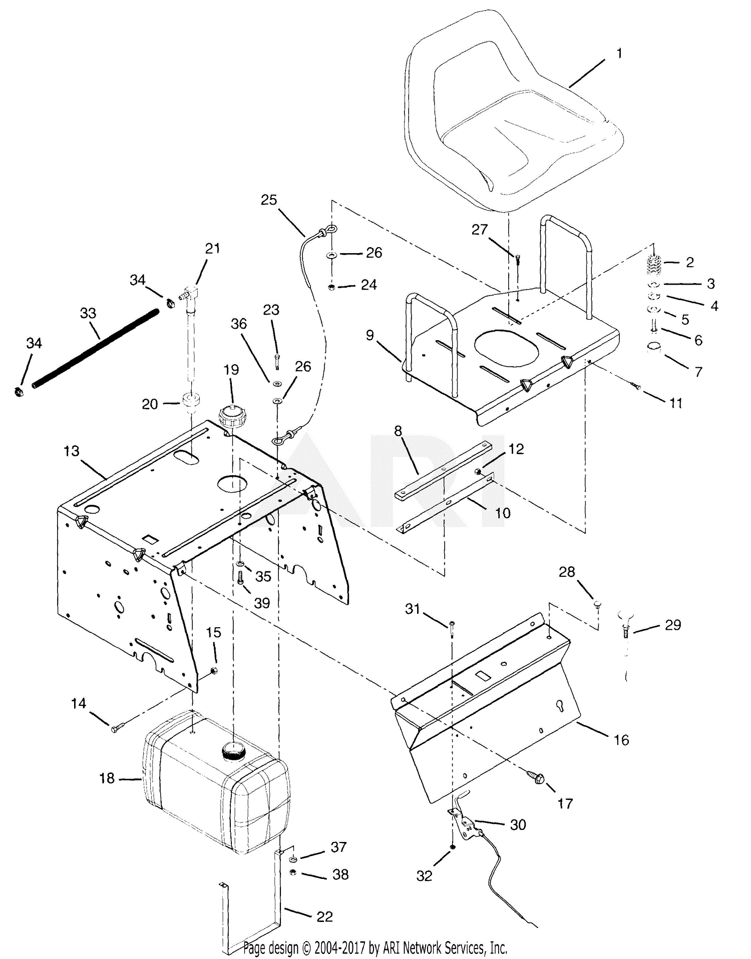 Ariens 915009 (000101 ) EZR 1648, 16hp B&S, 48" Deck Parts Diagram