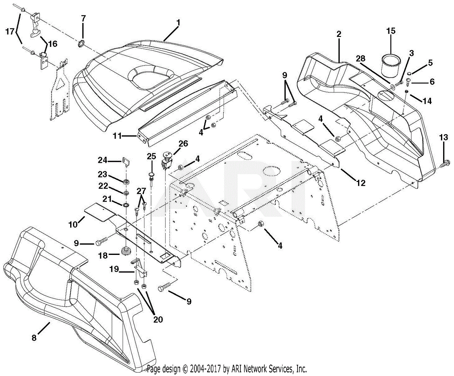 Ariens 915306 (000101 ) EZR 2048 Parts Diagram for Cover Assembly