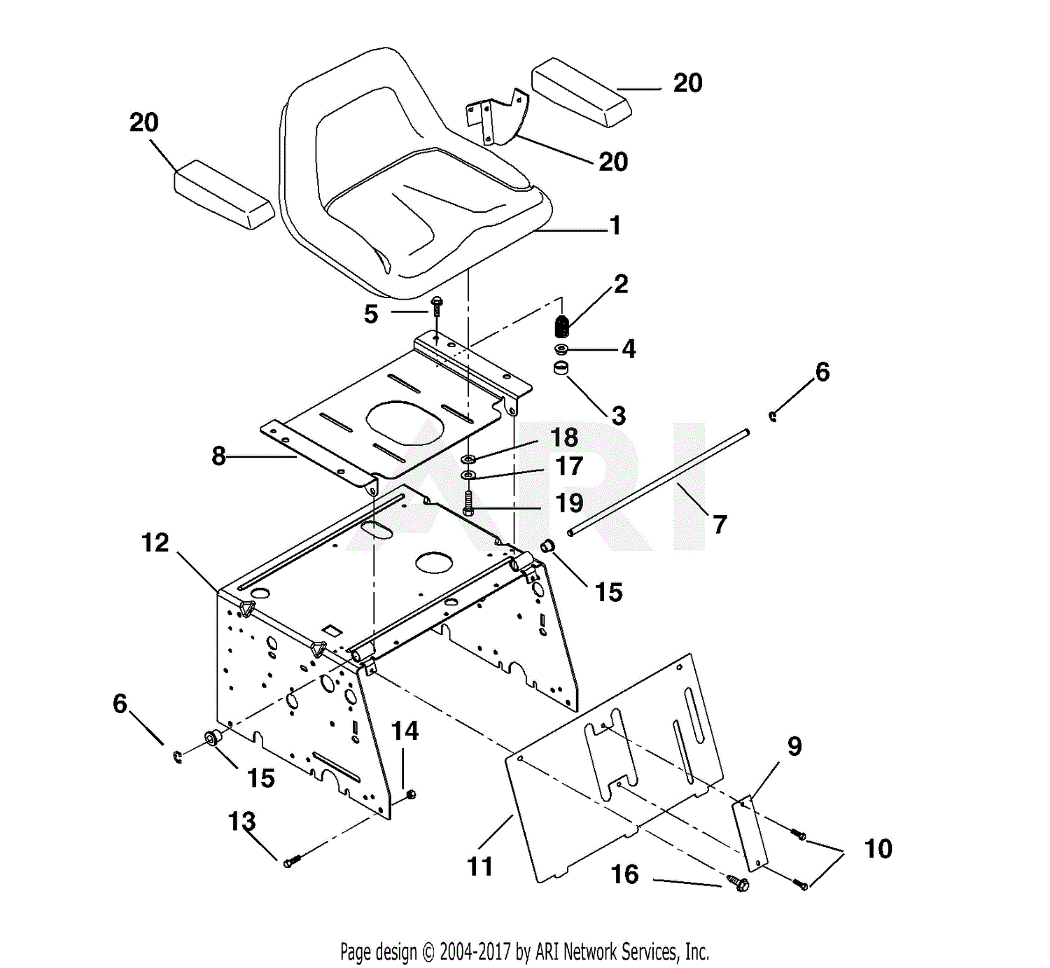 Ariens 915018 (000101 - ) EZR 1842, 18hp B&S, 42" Deck Parts Diagram