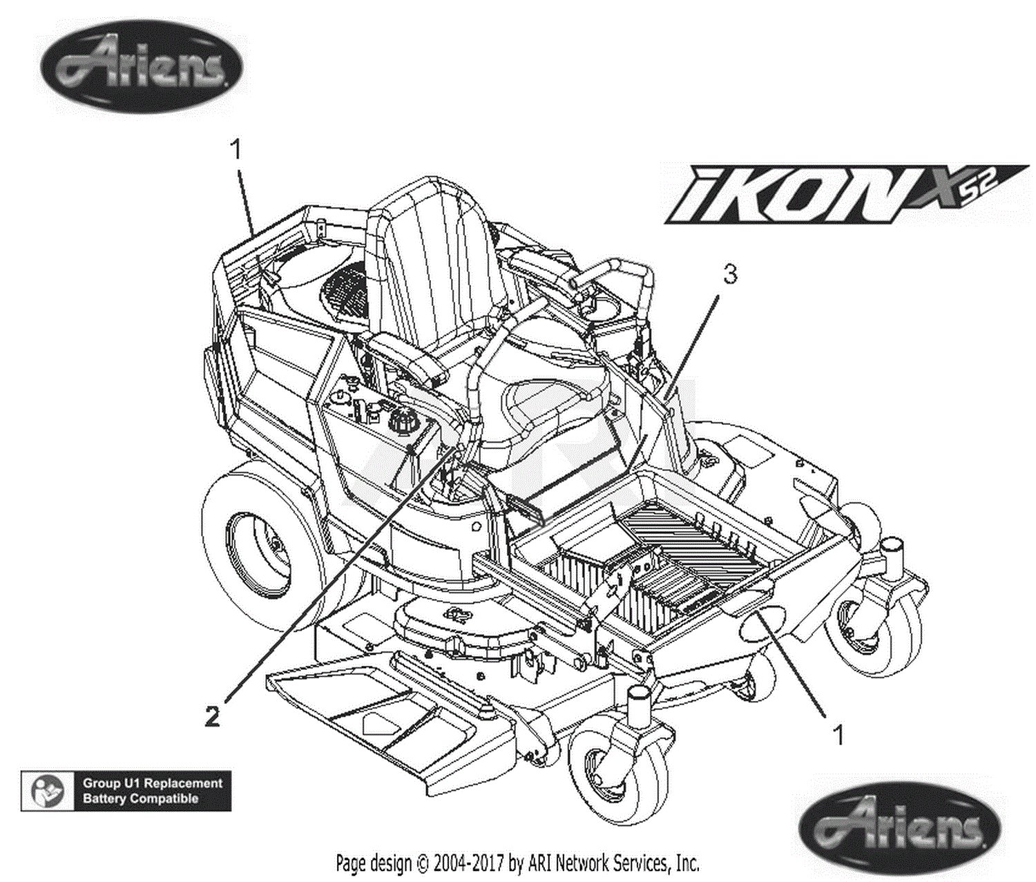 Ariens 915205 (000101 - ) Ikon-X 52 Parts Diagram for Decals - Style 52"