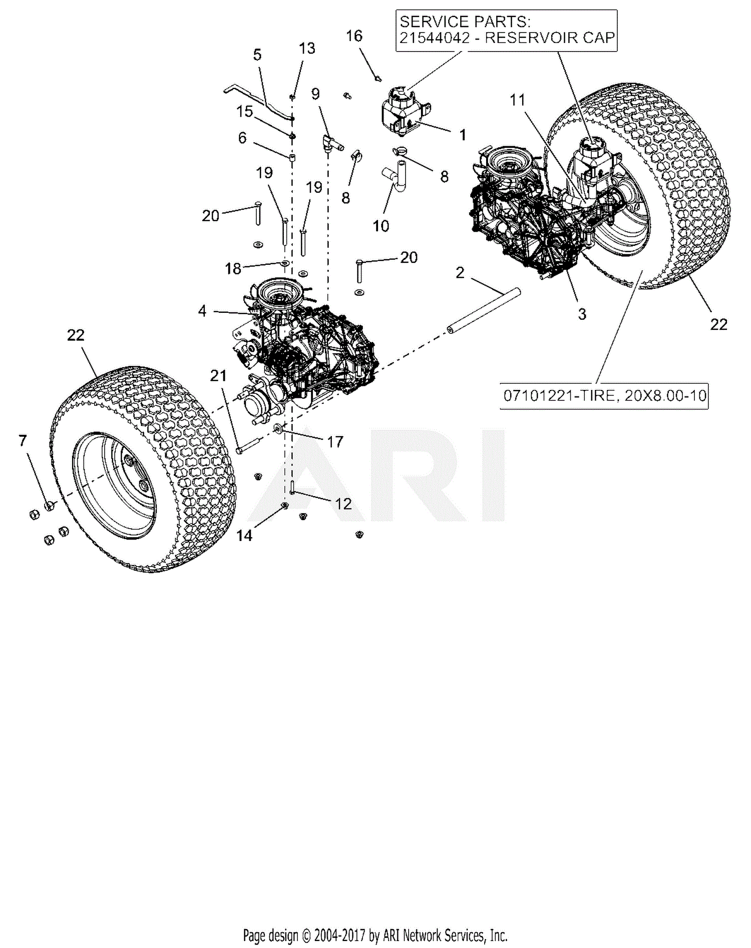 Ariens 915203 (000101 - ) Ikon-XL 42 Parts Diagram for Rear Tires And