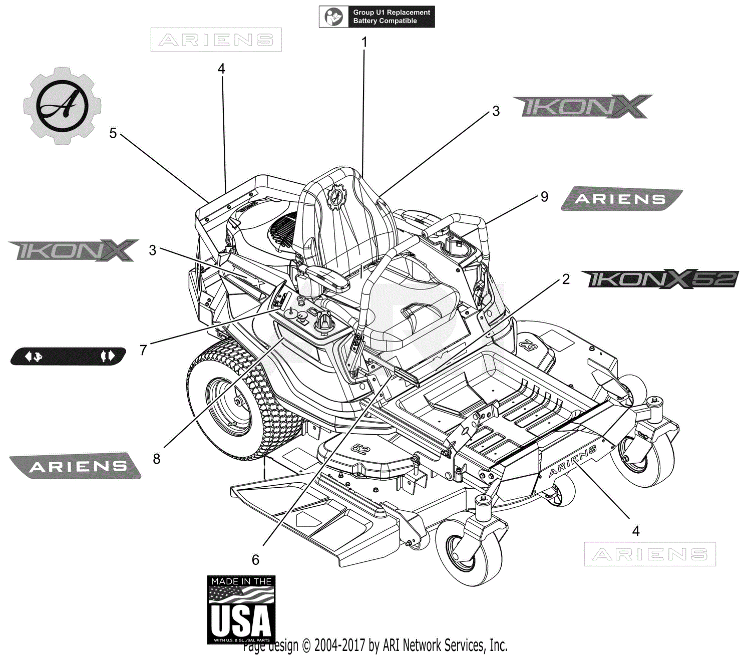 Ariens 915222 (080000 - ) Ikon-X 52 Parts Diagram for Decals - Style 52