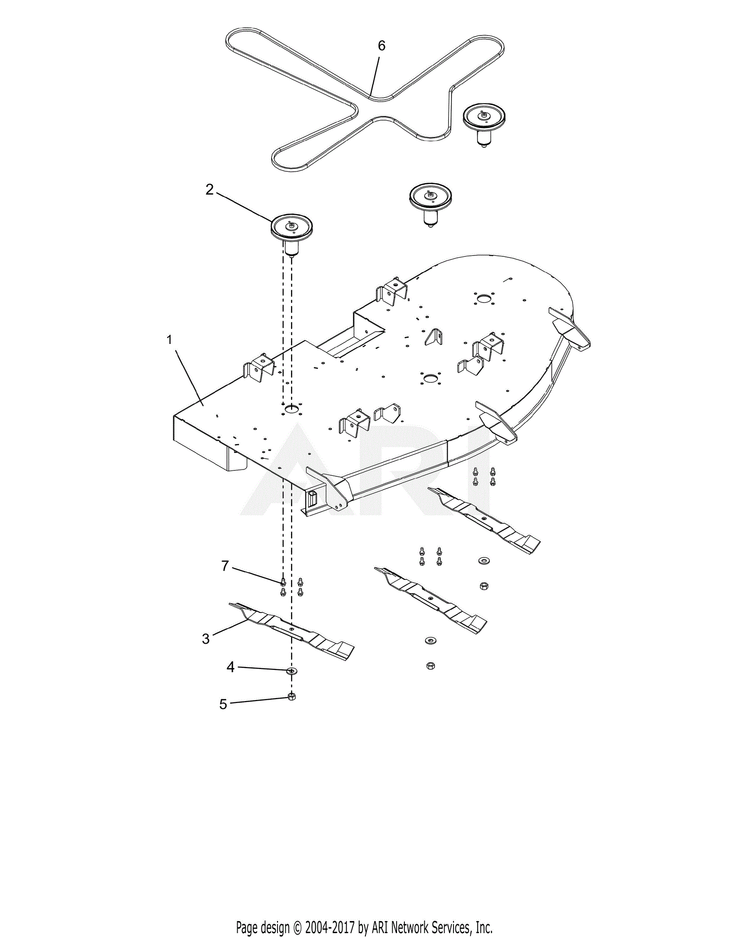 Ariens 915229 035000 044999 Ikon XL 60 Parts Diagram for Deck Belt Blades and Spindles 60