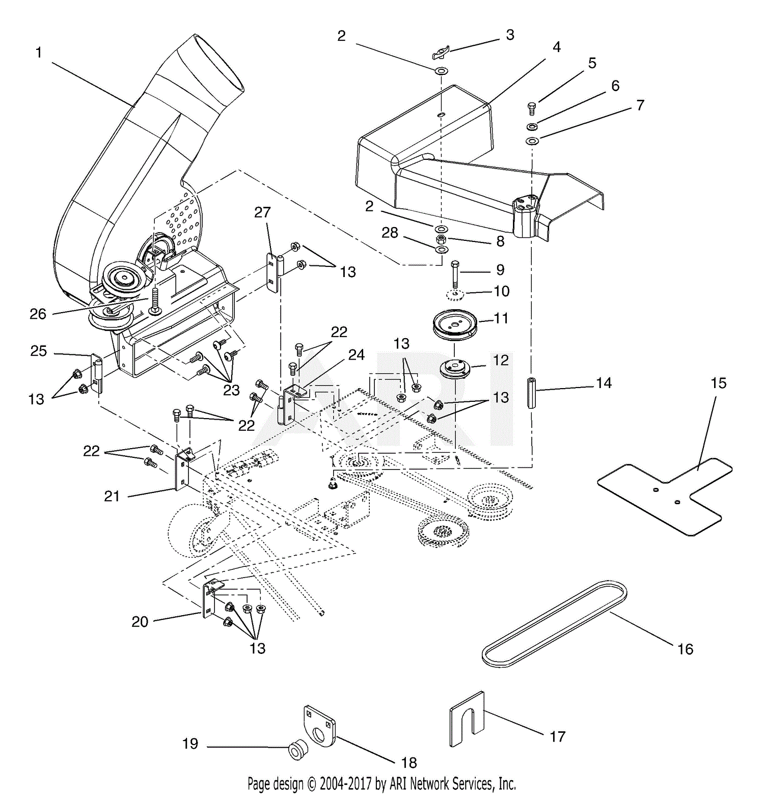 Ariens 815011 (000101 - 004999) Zoom Three Bucket Bagger Parts Diagram ...