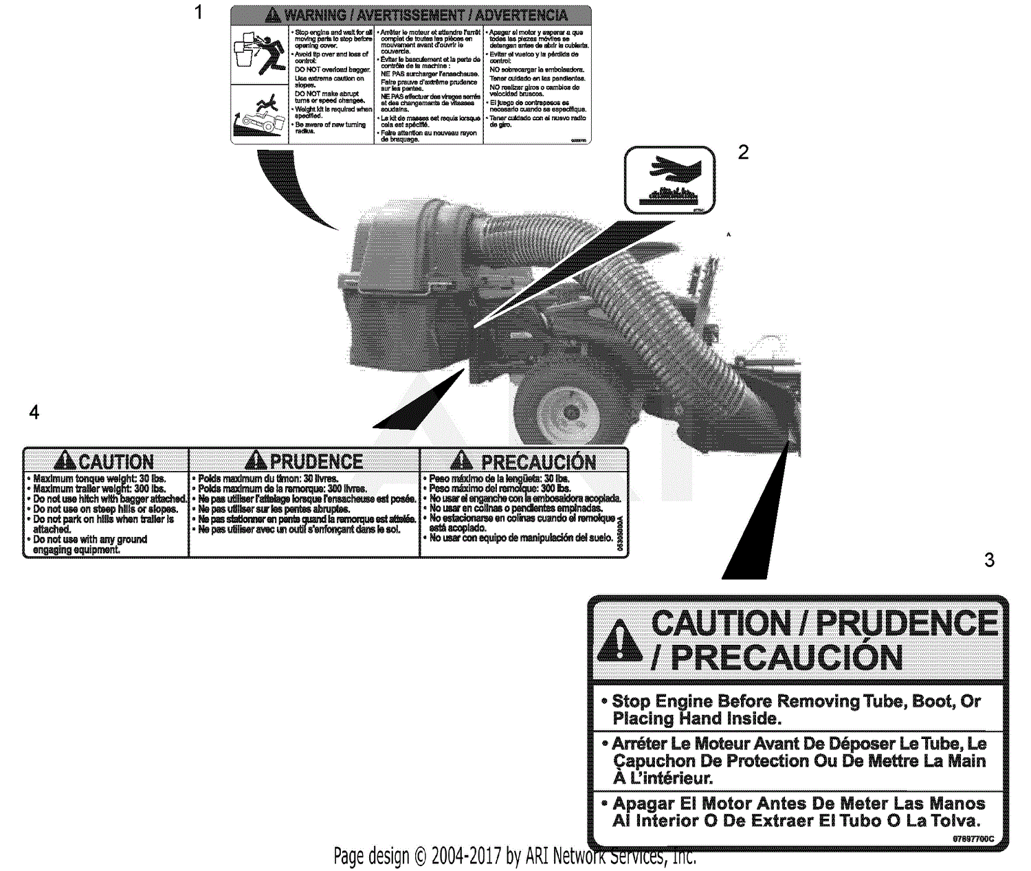 Ariens 815025 (000101 - ) Zoom, Non-Powered Bagger Parts Diagrams