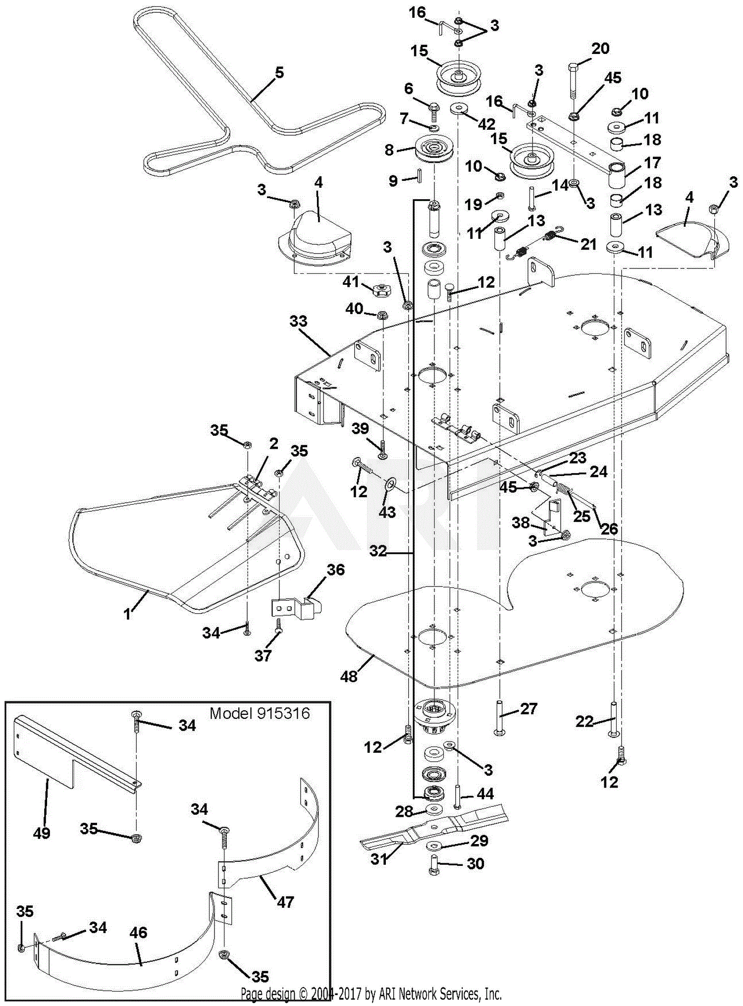 Ariens 915061 (000101 - 004999) Mini-Zoom 1434 Parts Diagram for 34 ...