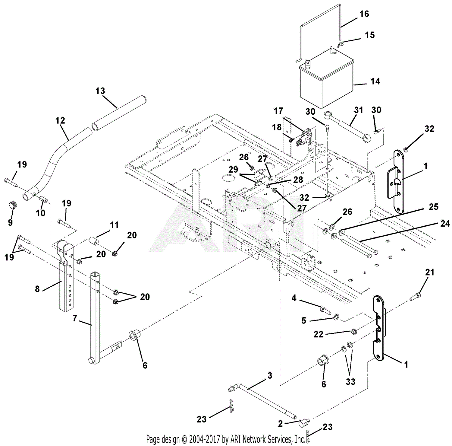 Ariens 915101 (000101 - ) Zoom 1634 Parts Diagram for Steering Controls