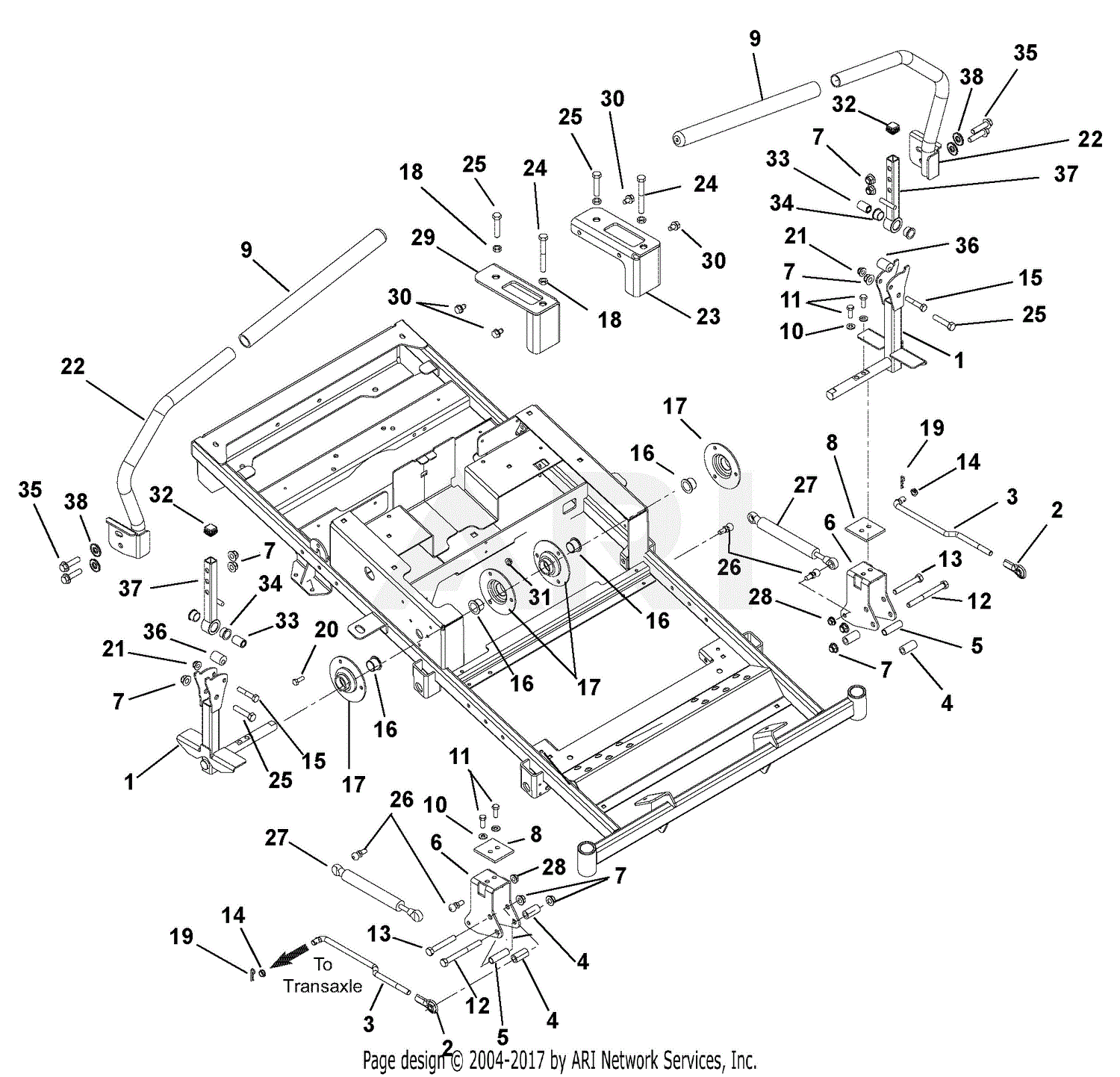 Ariens 915173 (035000 - 044999) Zoom XL 54 Parts Diagram for Steering ...