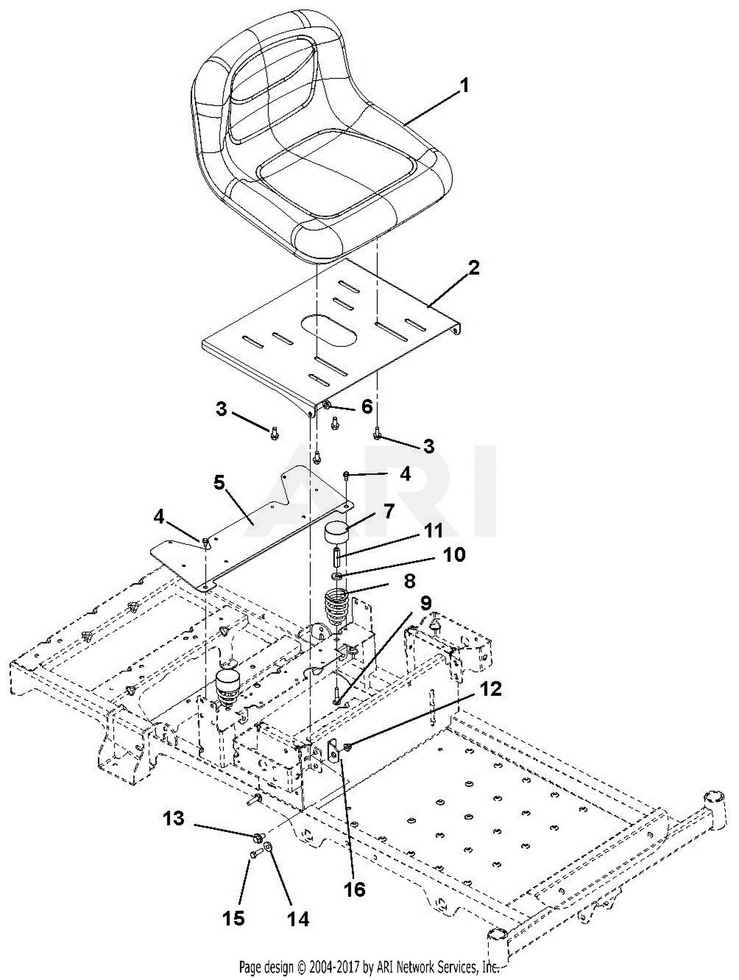 Ariens 915193 (056000 ) Zoom 34 CARB Parts Diagram for Seat And Seat