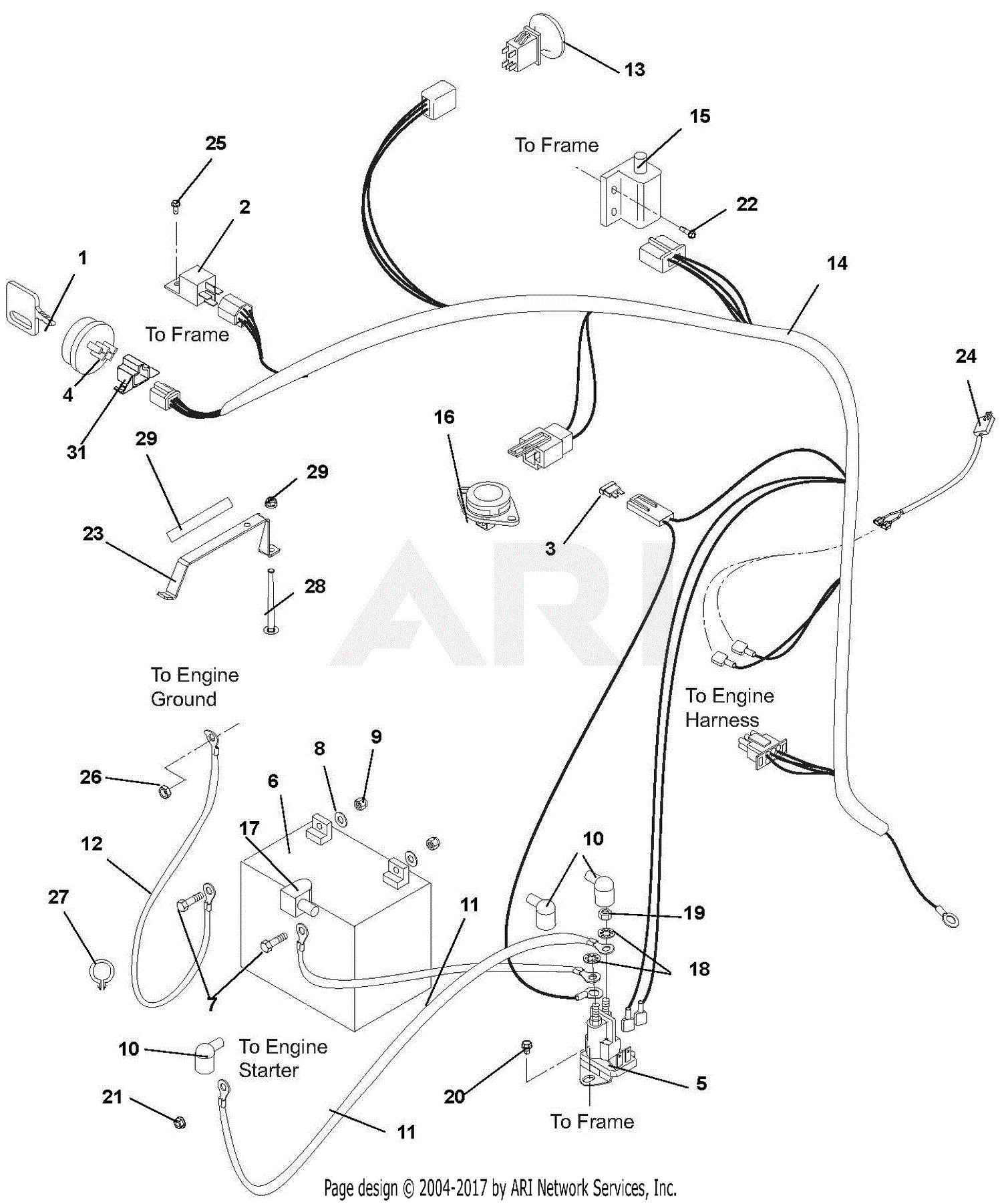 Ariens 915211 (000101 ) Zoom 34 Parts Diagram for Electrical System