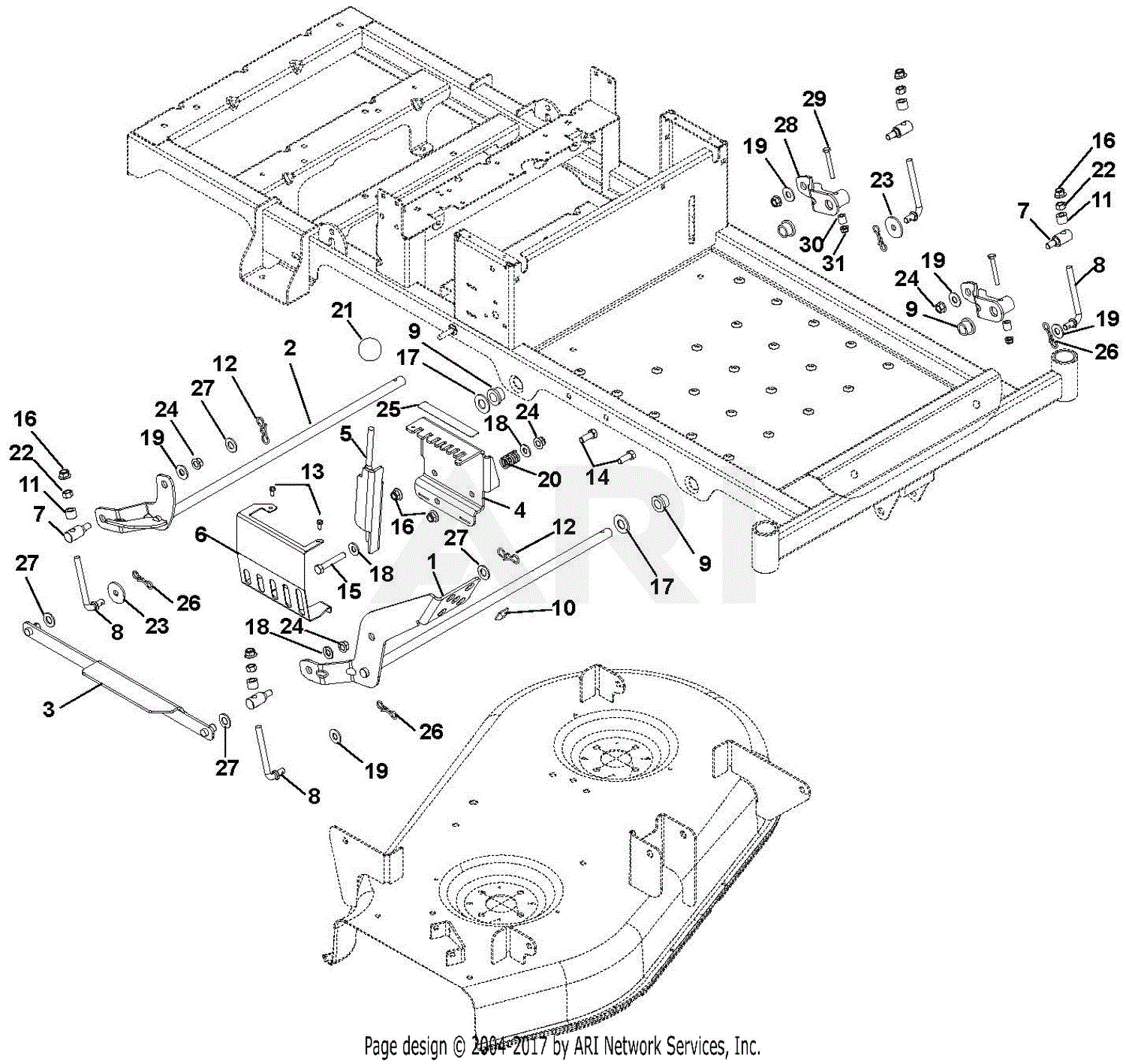 Ariens 915211 (000101 - ) Zoom 34 Parts Diagram for Mower Deck Lift