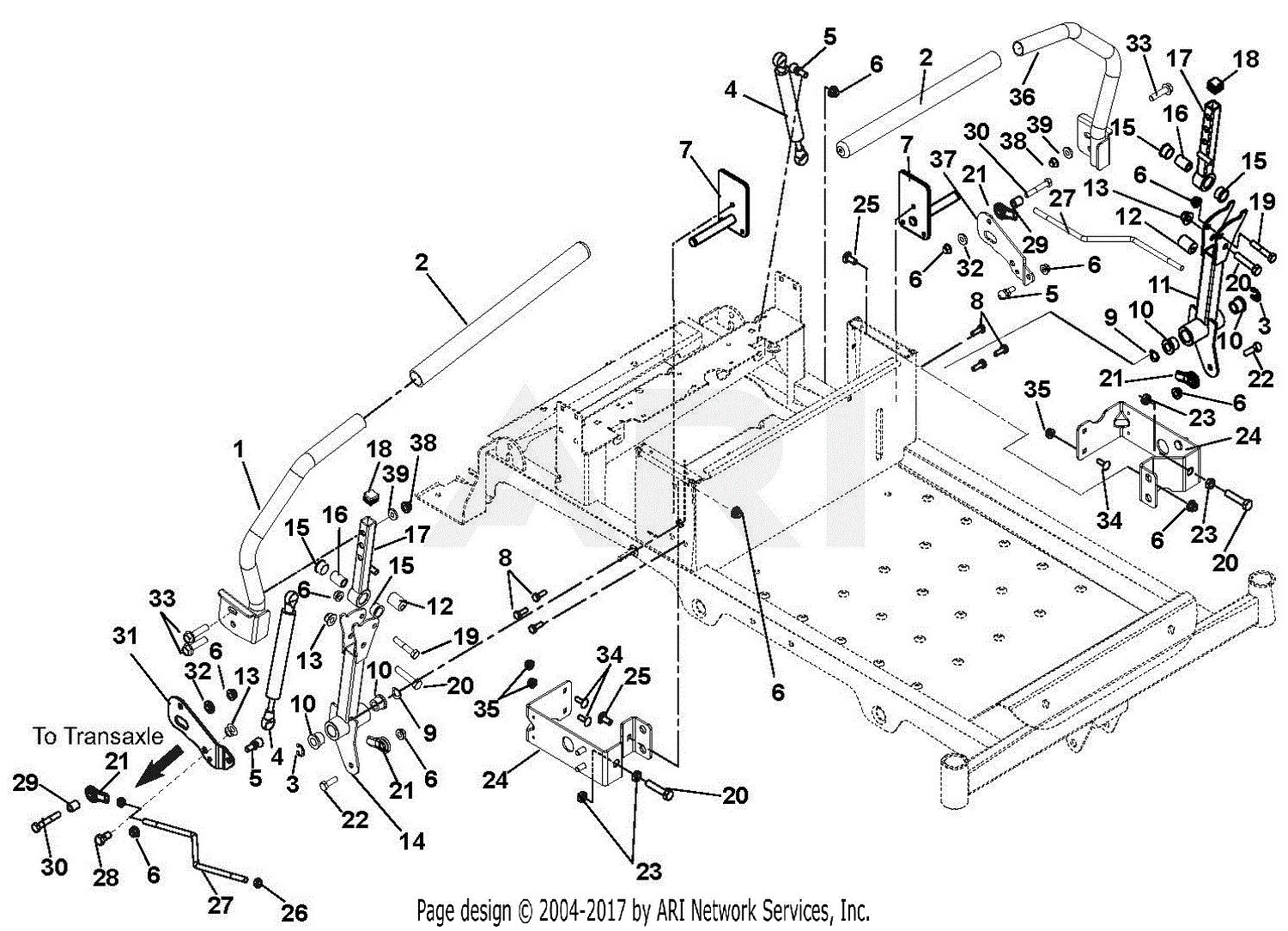 Ariens 915211 (000101 ) Zoom 34 Parts Diagram for Steering Controls