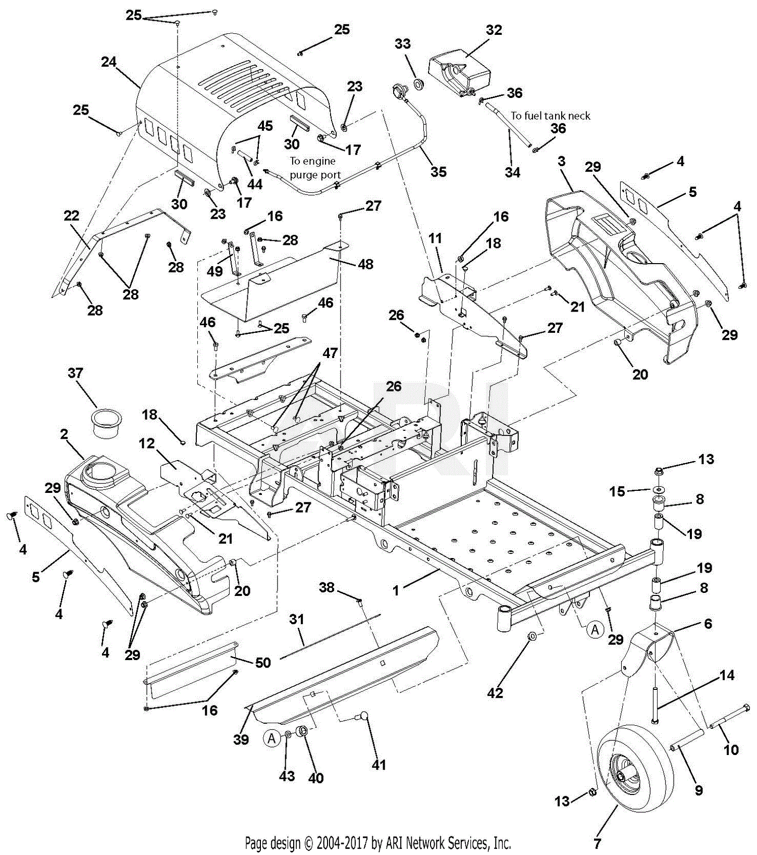 Ariens 915213 (000101 - ) Zoom 42 Parts Diagram for Frame, Hood ...