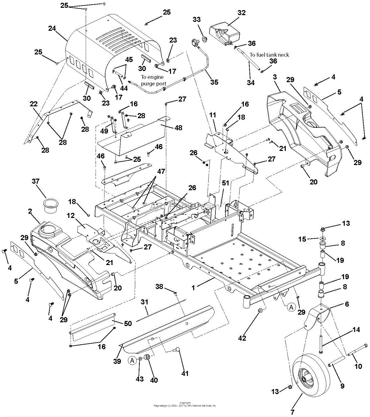 Ariens 915211 (000101 - ) Zoom 34 Parts Diagram for Frame, Hood ...