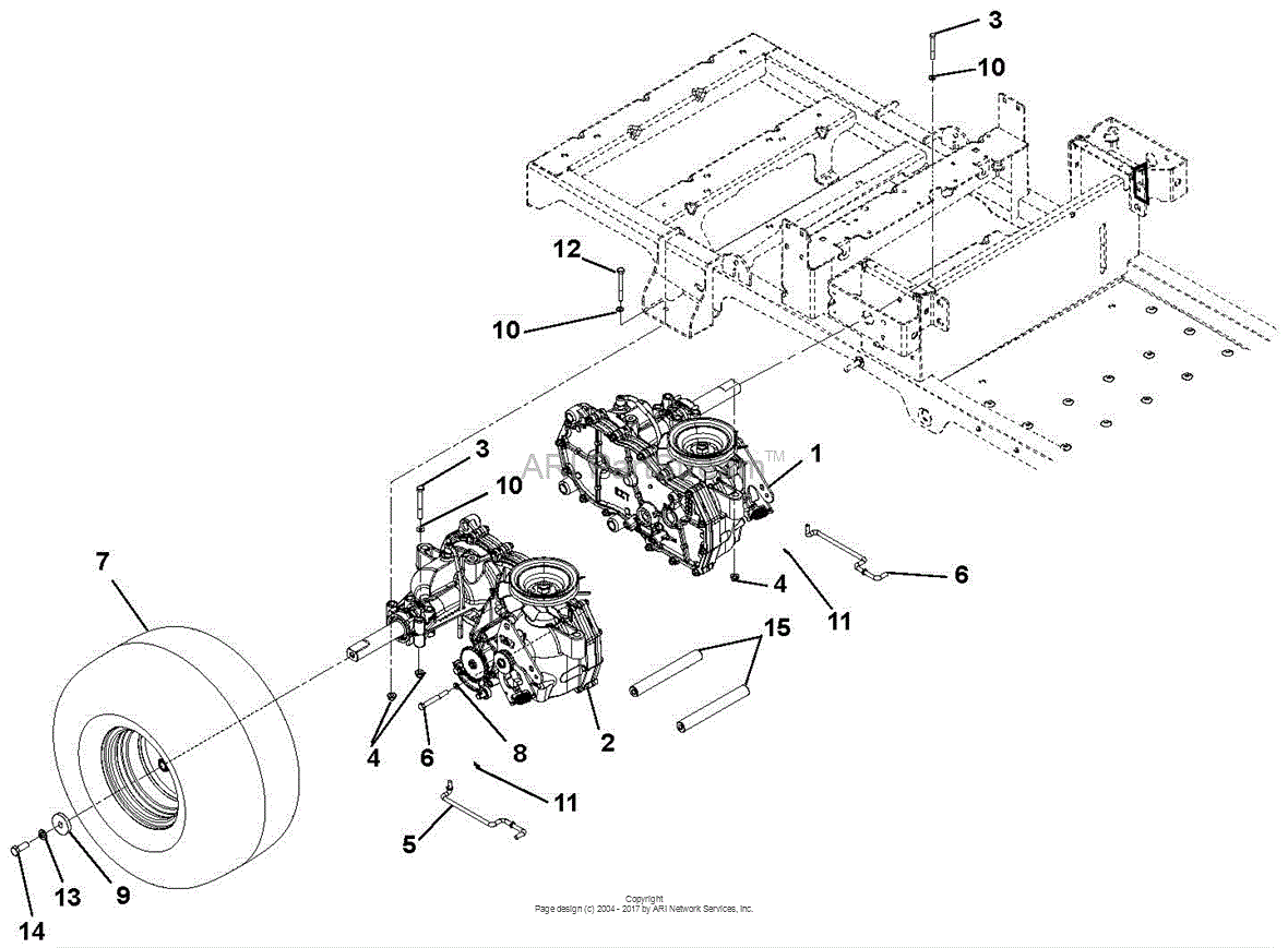 Ariens 915211 (000101 ) Zoom 34 Parts Diagram for Transaxle, Dump