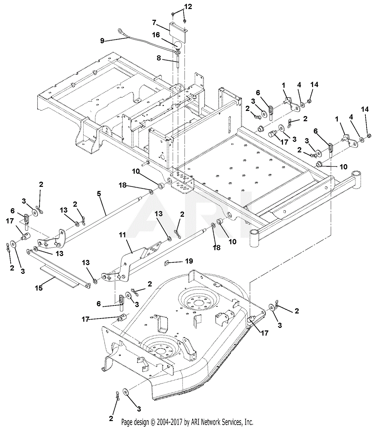 Ariens 915322 (000101 - 009999) Zoom 34 Parts Diagram for Mower Deck Lift