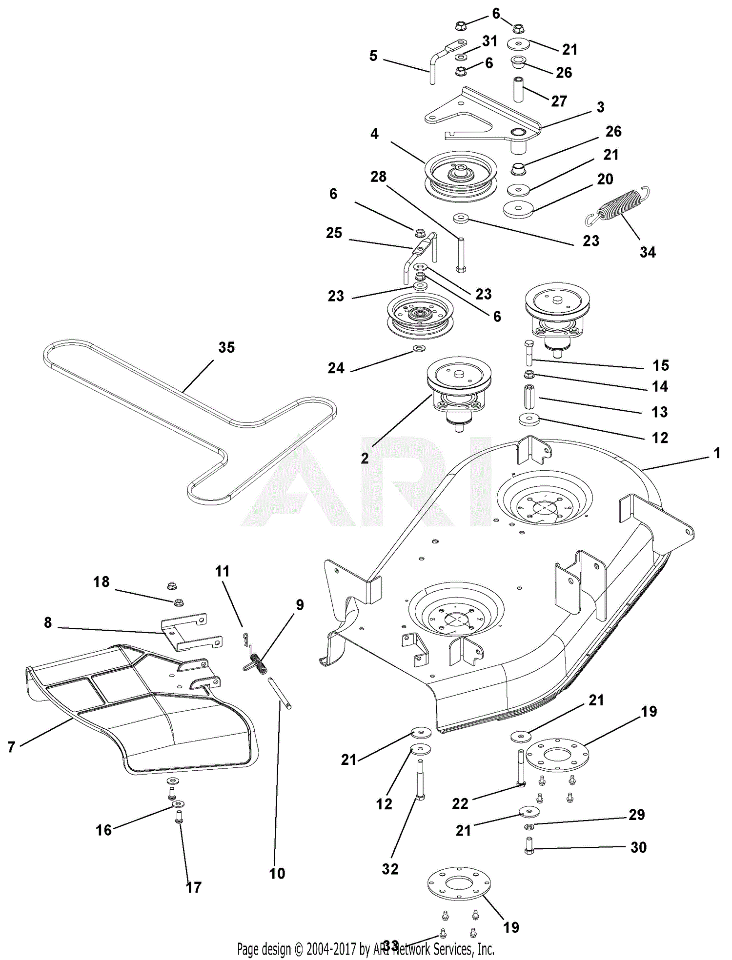 Ariens 915322 (030000 - 034999) Zoom 34 CE Parts Diagram for Mower Deck ...