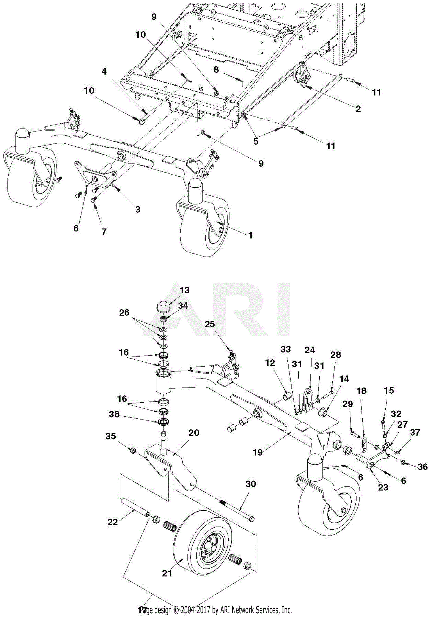 Ariens 992807 (000101 - 000110) Pro-Zoom 2760S Parts Diagram for Front ...