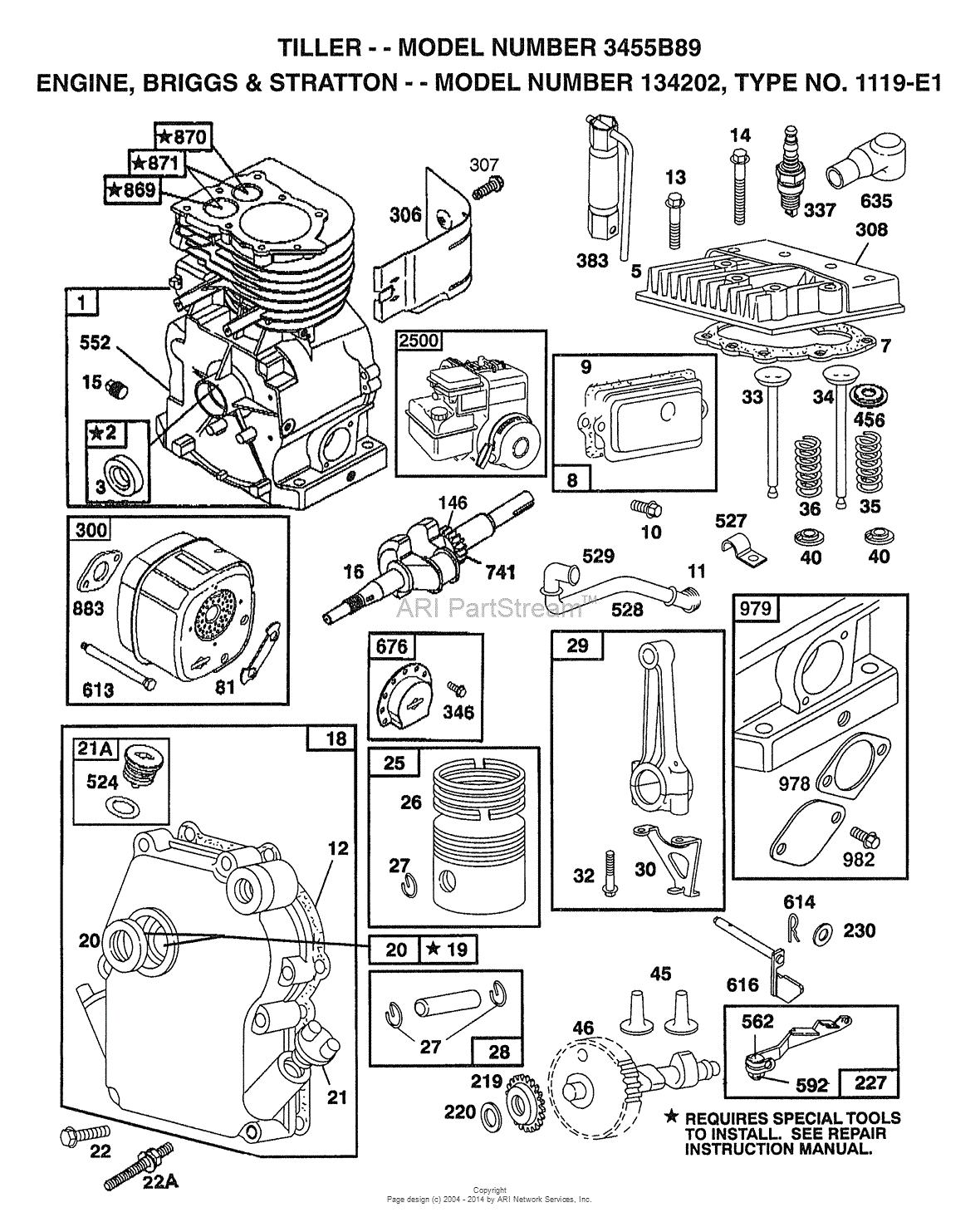 AYP/Electrolux 3455B89 (1998) Parts Diagram For ENGINE, BRIGGS AND STRATTON